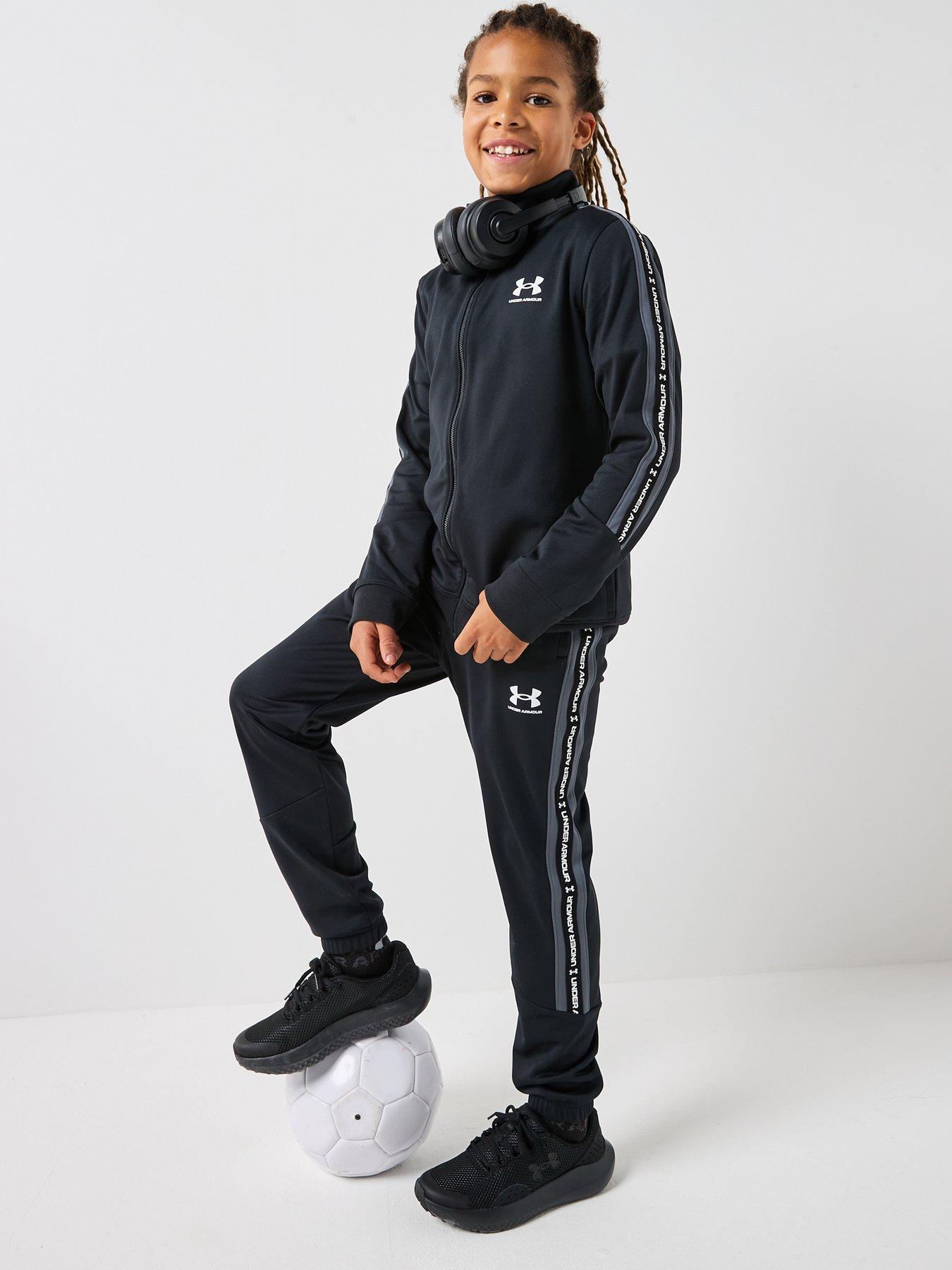 Image 5 of 6 of UNDER ARMOUR Junior Boys Icon Knit Tracksuit Set - Black/Castlerock /White