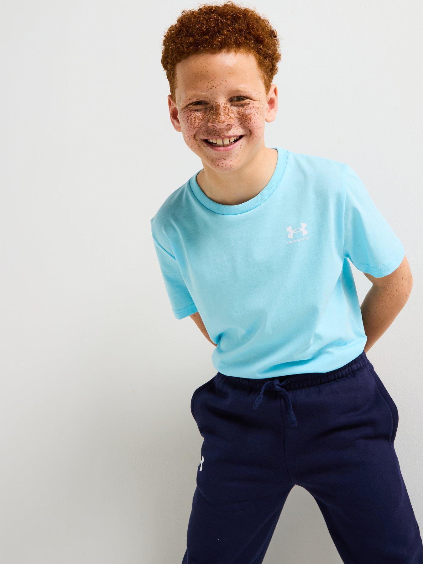  image of under-armour-junior-boys-sportstyle-left-chest-t-shirt-blue