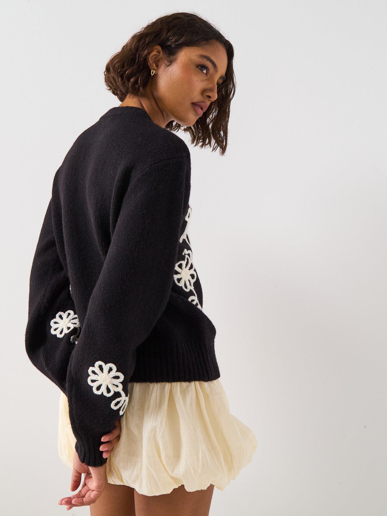 Image 2 of 6 of V by Very Flower Embroidered Jumper - Black