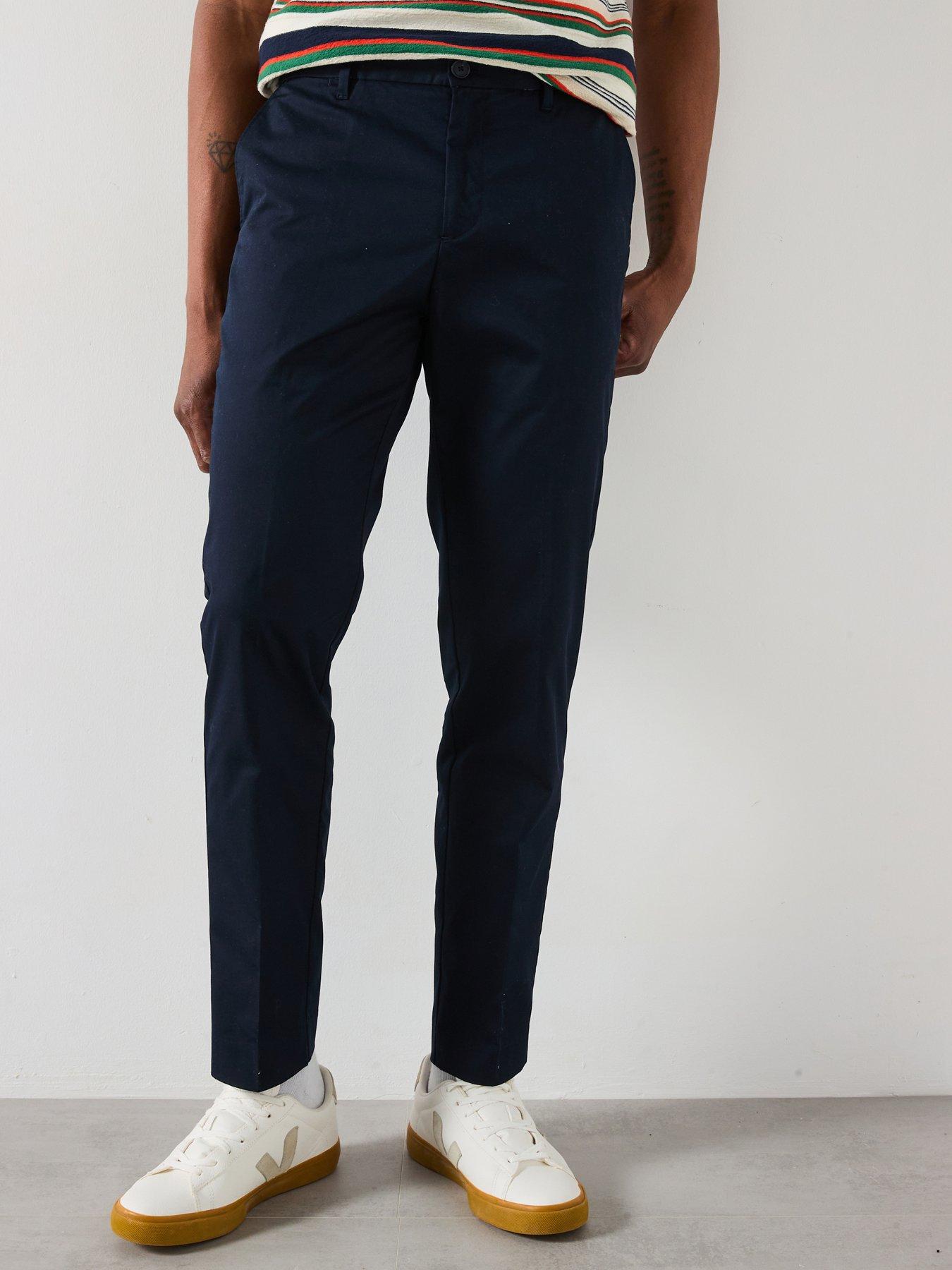 Mango Dublino Essentials Chino Casual Trousers - Navy
