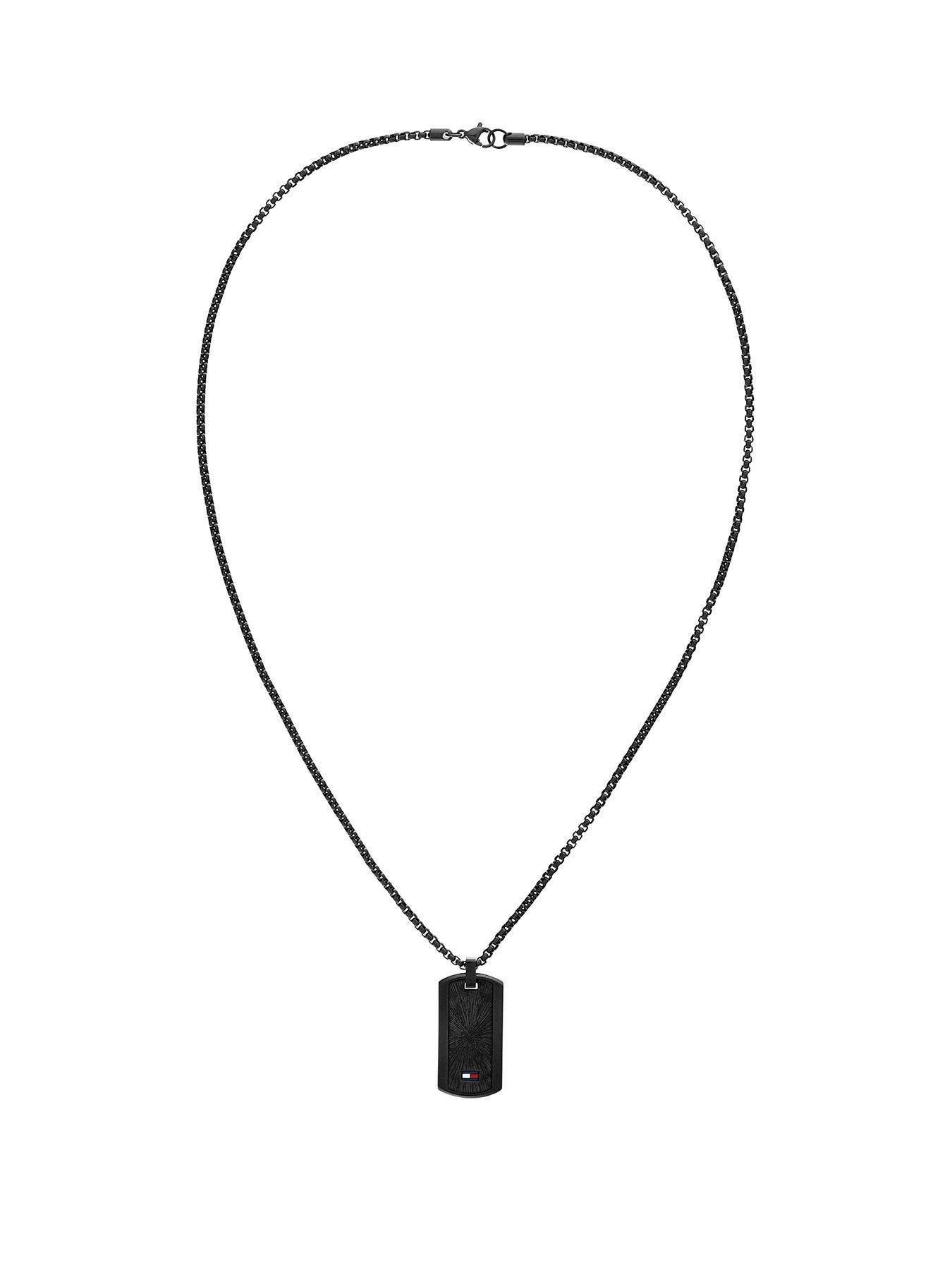  image of tommy-hilfiger-jameson-mens-necklace-black