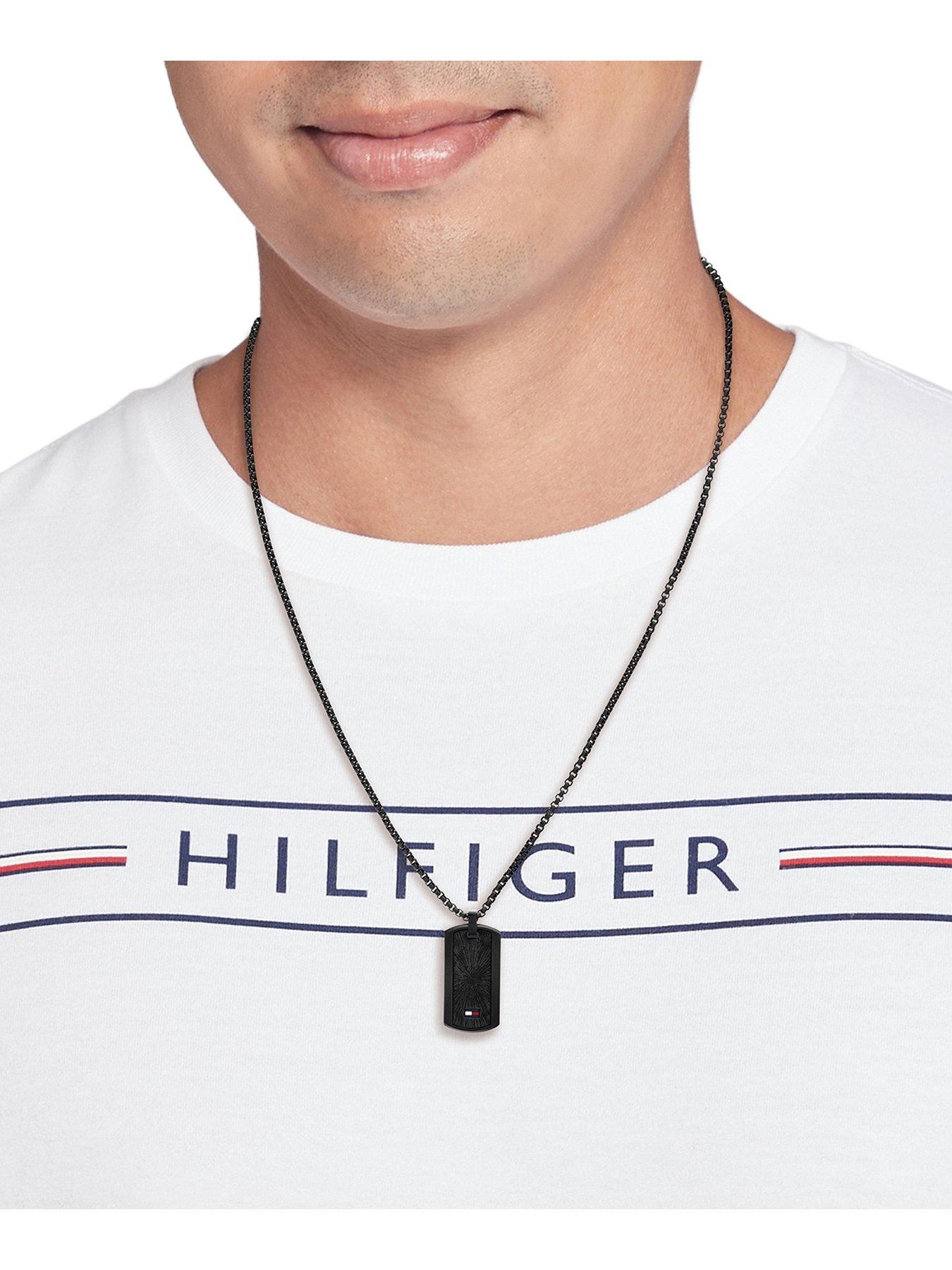  image of tommy-hilfiger-jameson-mens-necklace-black