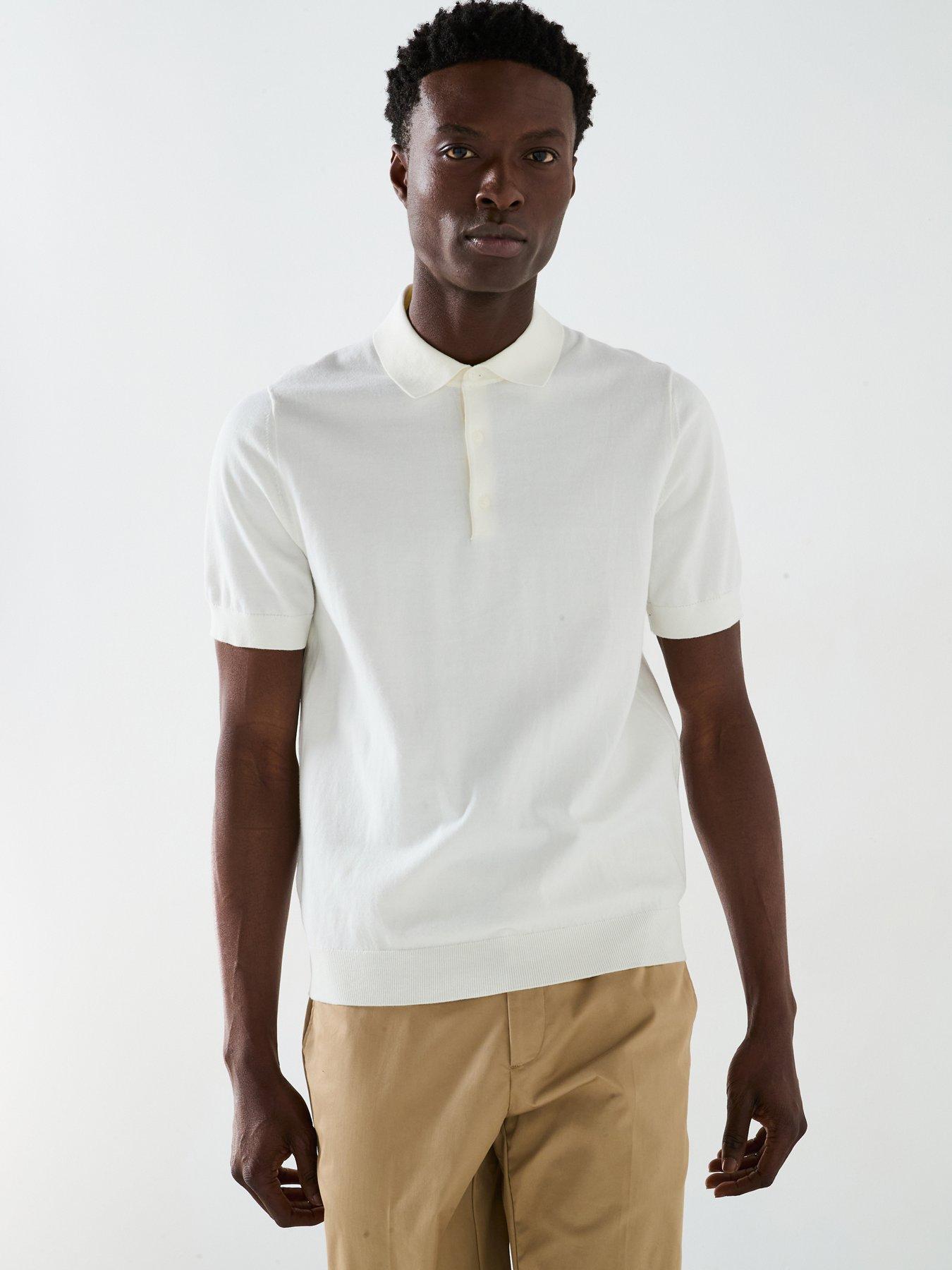  image of mango-arranona-short-sleeve-knitted-polo-shirt-beige