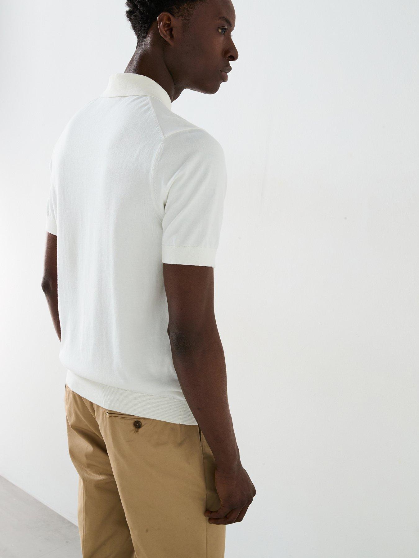  image of mango-arranona-short-sleeve-knitted-polo-shirt-beige