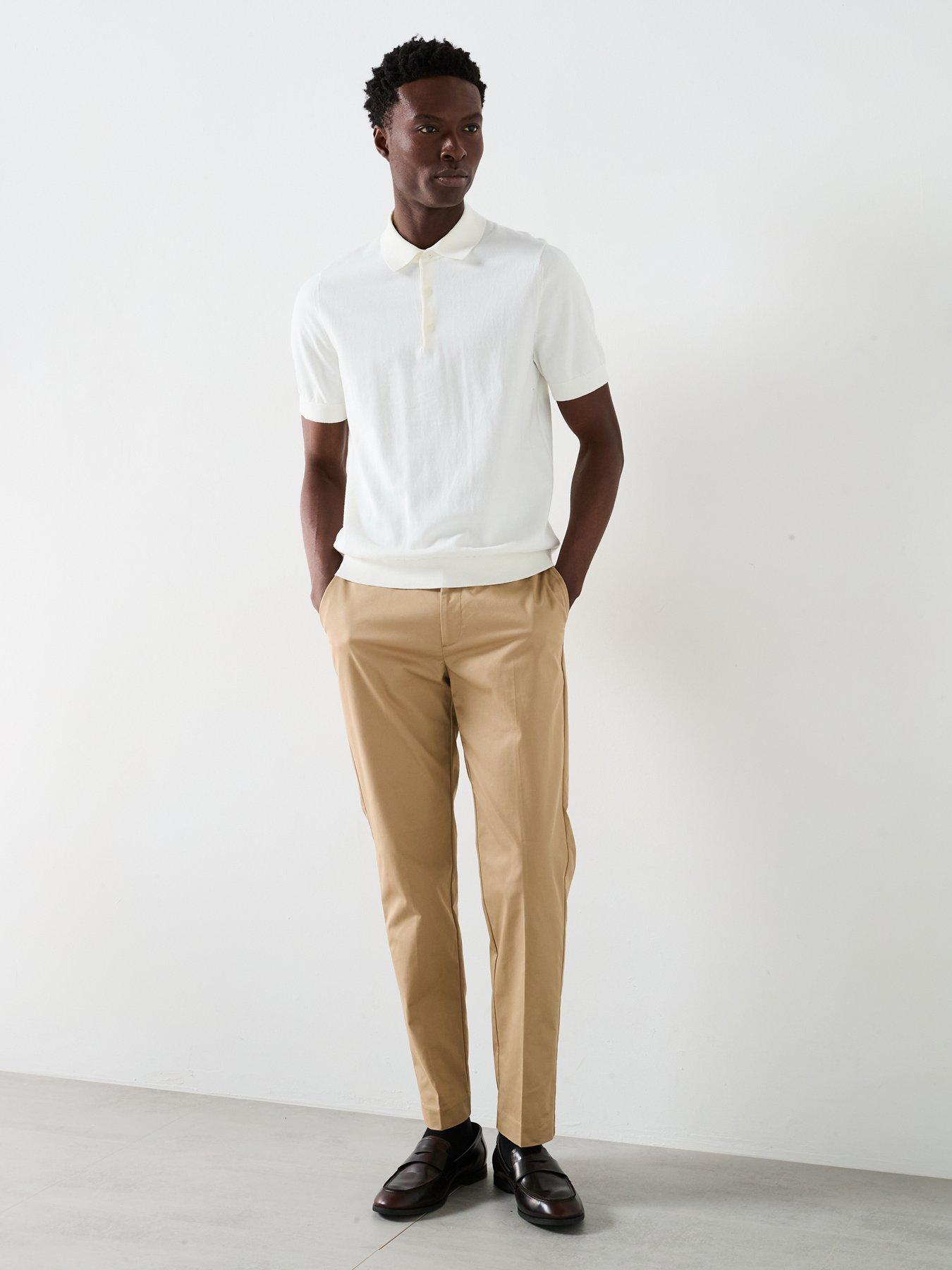  image of mango-arranona-short-sleeve-knitted-polo-shirt-beige