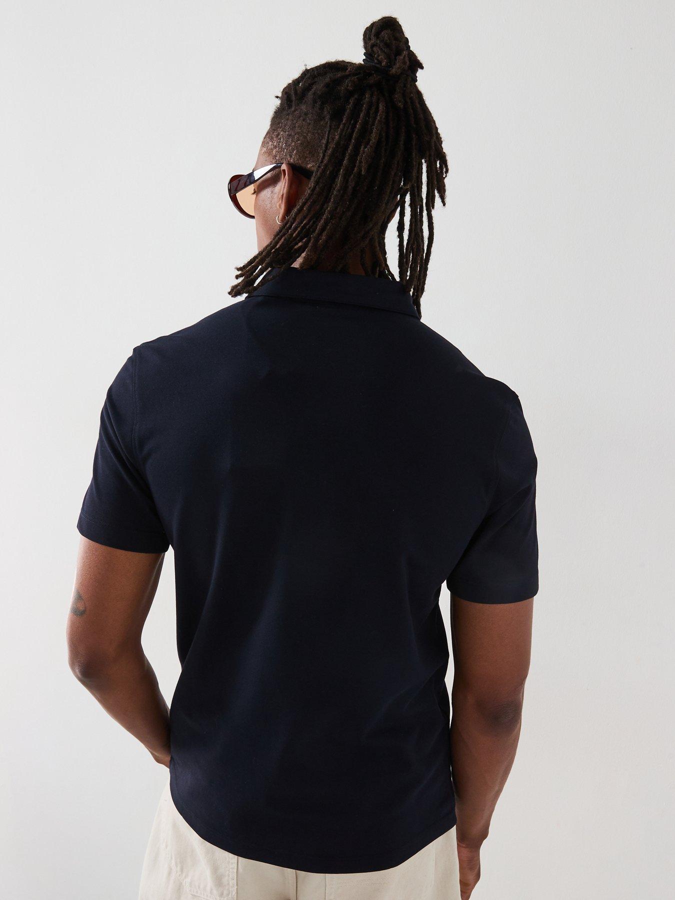  image of mango-taga-essentials-open-collar-polo-shirt-dark-blue