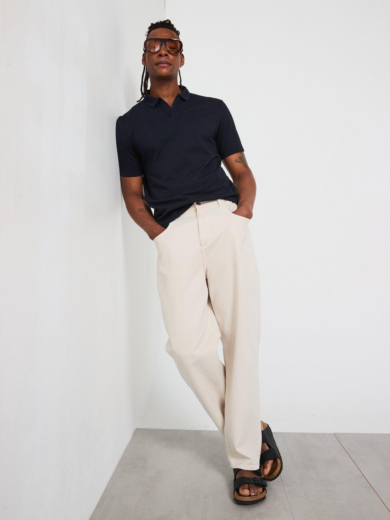  image of mango-taga-essentials-open-collar-polo-shirt-dark-blue