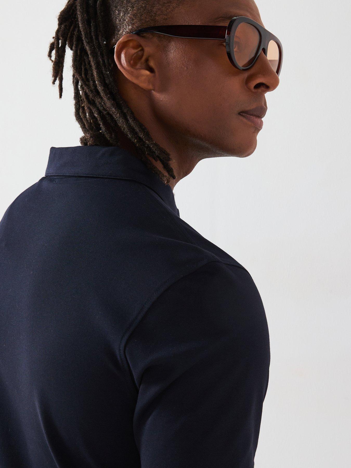  image of mango-taga-essentials-open-collar-polo-shirt-dark-blue