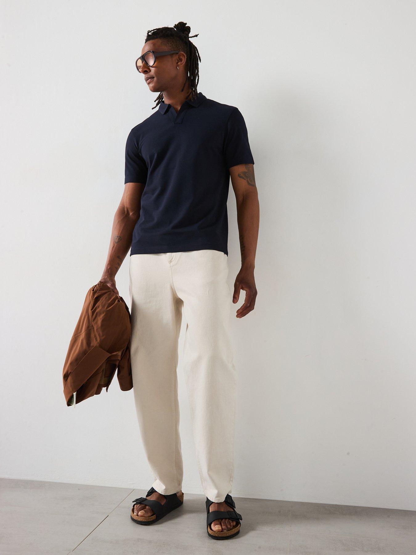  image of mango-taga-essentials-open-collar-polo-shirt-dark-blue