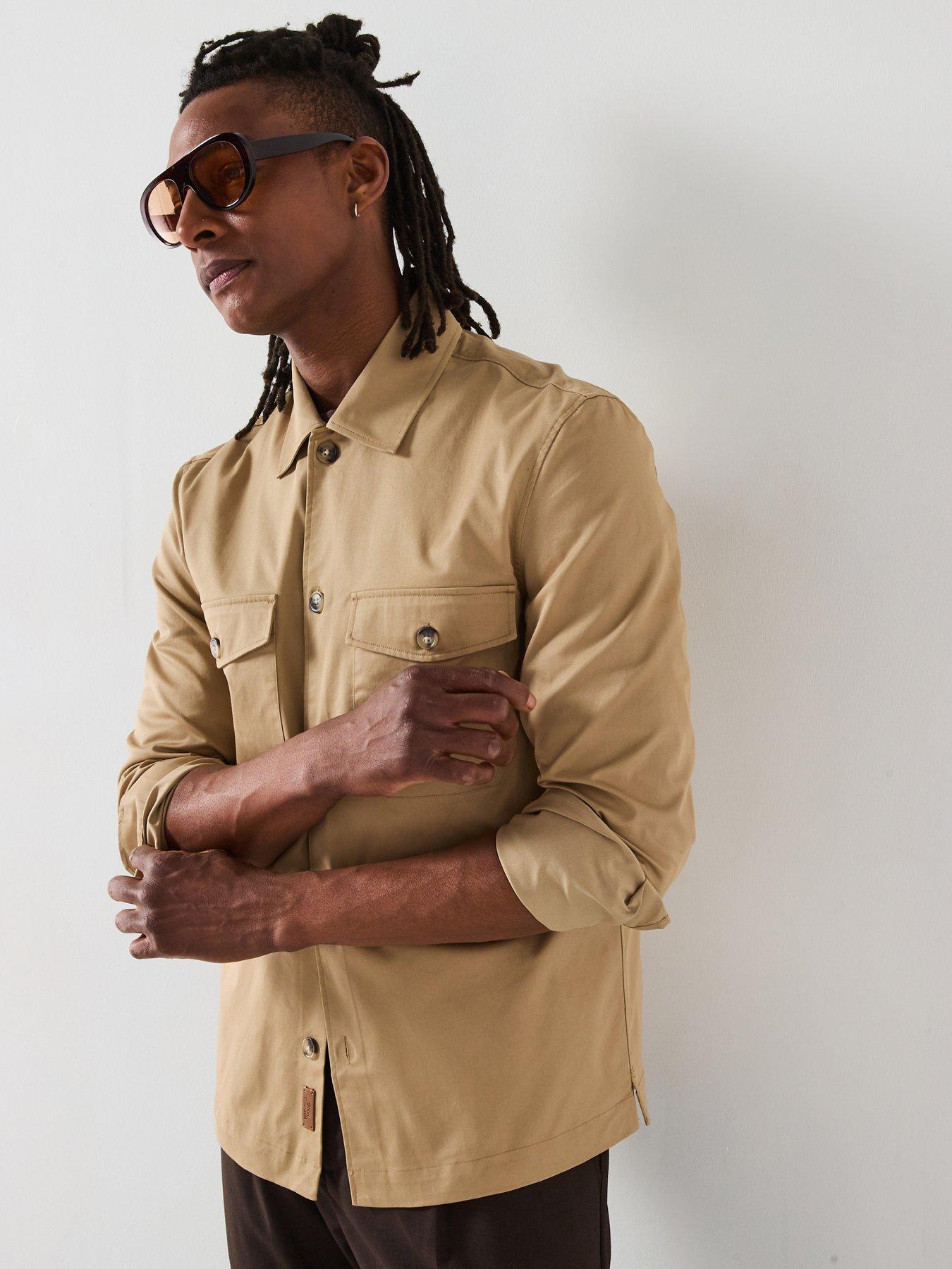  image of mango-dublino-essentials-cotton-overshirt-brown