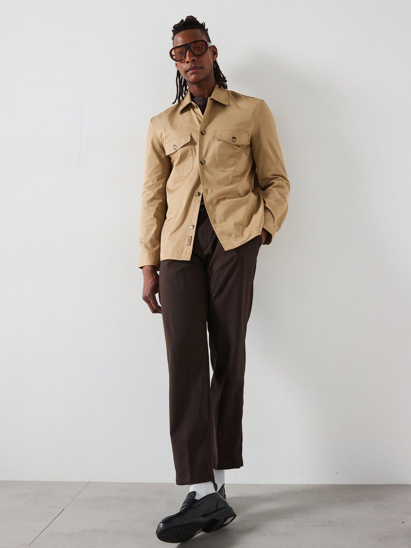  image of mango-dublino-essentials-cotton-overshirt-brown