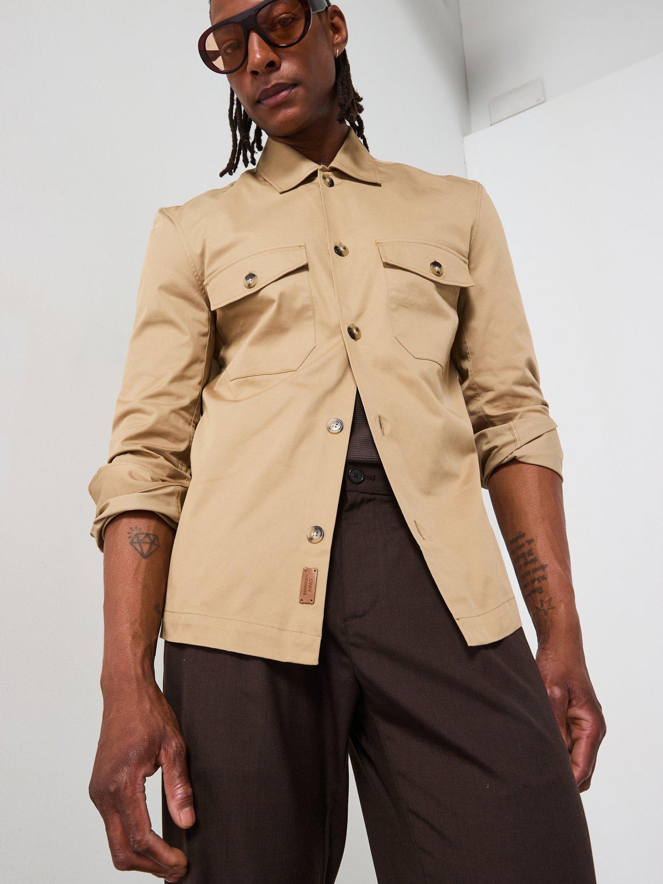  image of mango-dublino-essentials-cotton-overshirt-brown