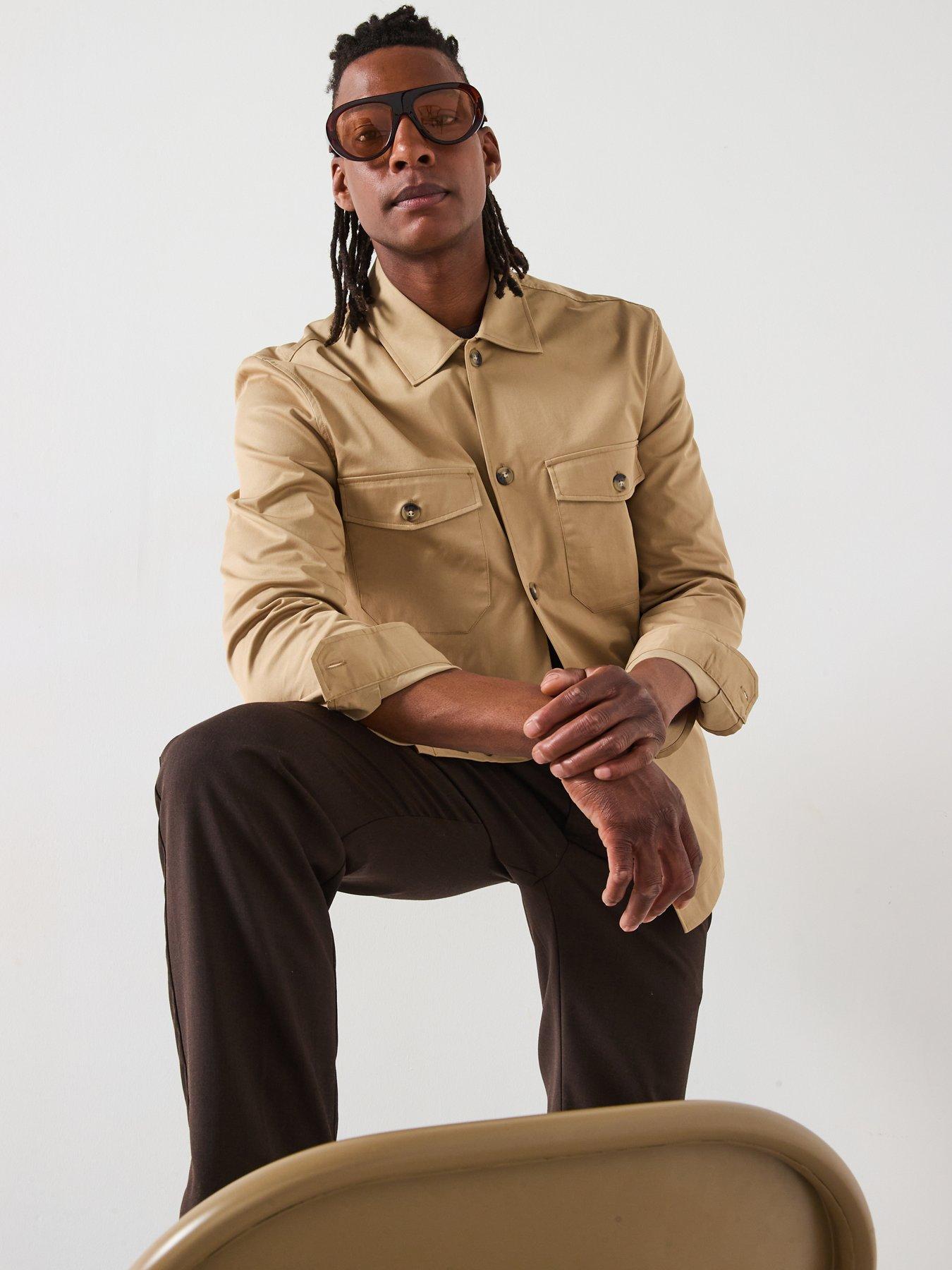  image of mango-dublino-essentials-cotton-overshirt-brown