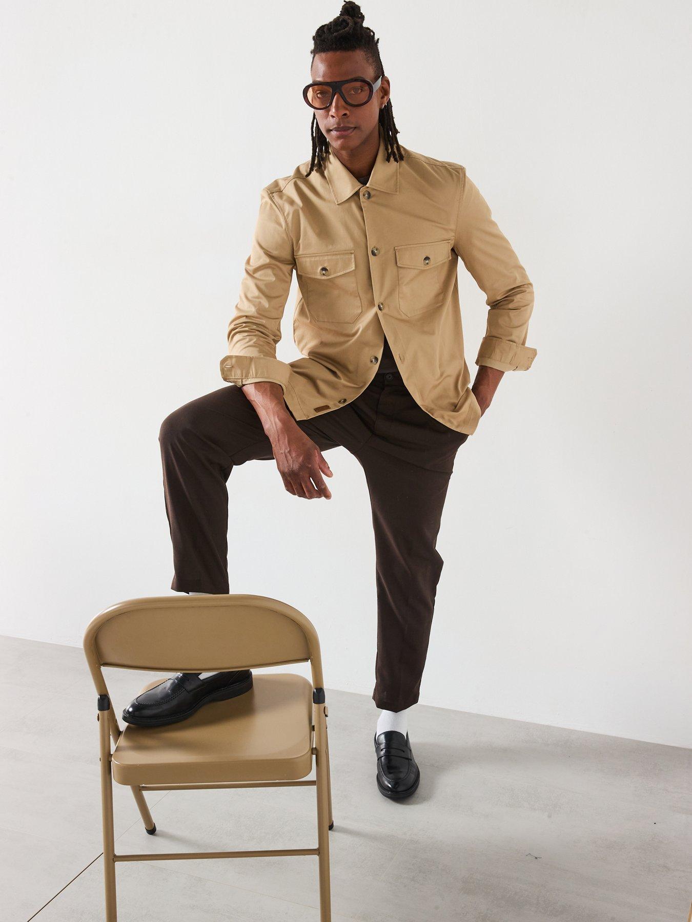  image of mango-dublino-essentials-cotton-overshirt-brown