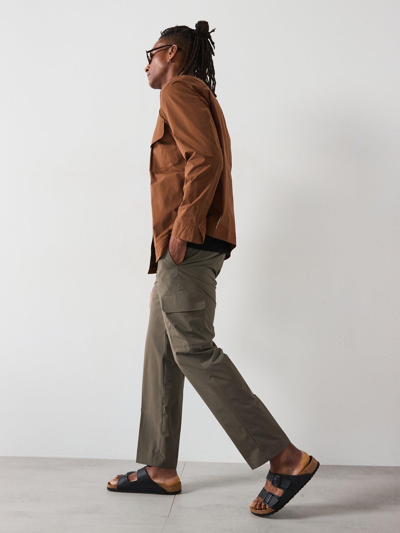 front image of mango-ozen-performance-lightweight-cargo-trousers-green