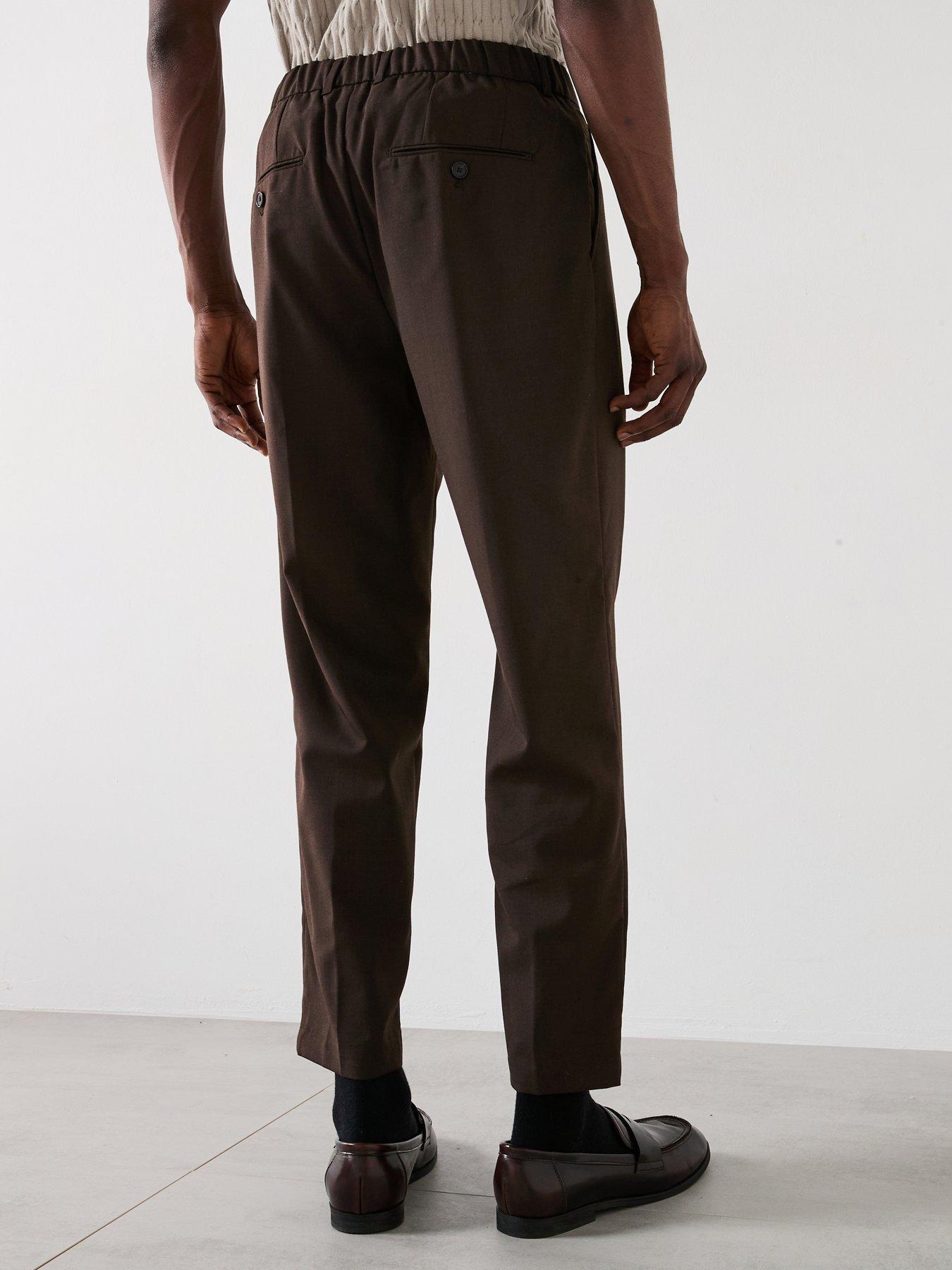  image of mango-tropical-essentials-casual-trousers-dark-brown