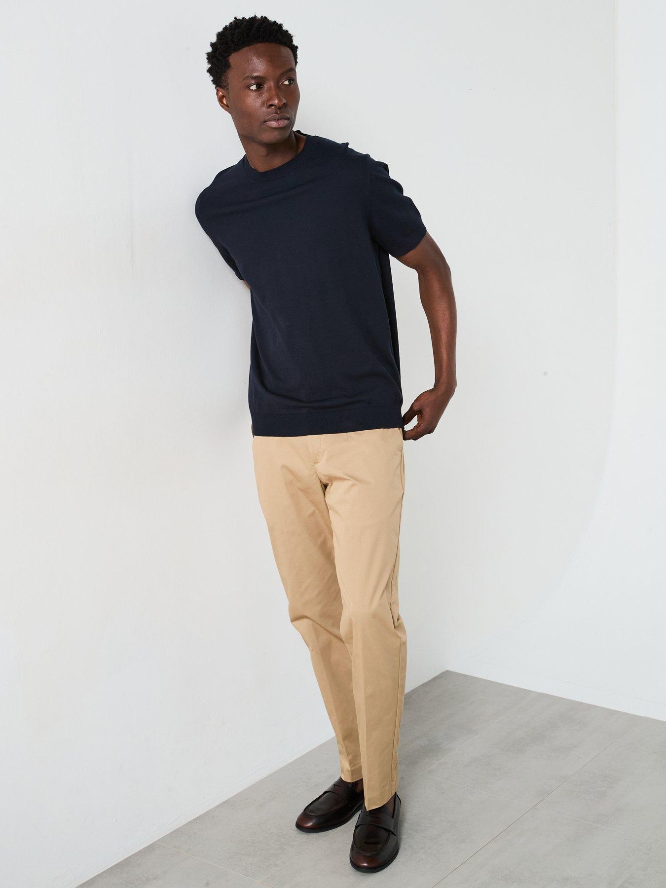  image of mango-arraona-essentials-knitted-short-sleeve-t-shirt-navy