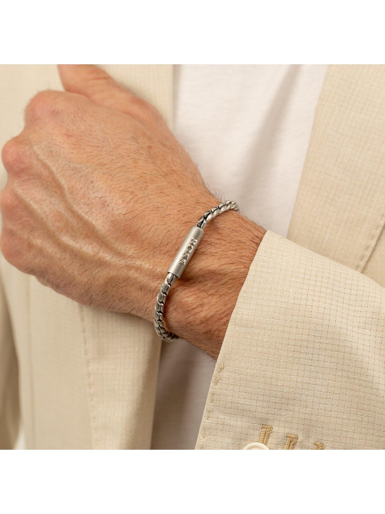 Image 4 of 6 of BOSS Doran Men's Bracelet Silver