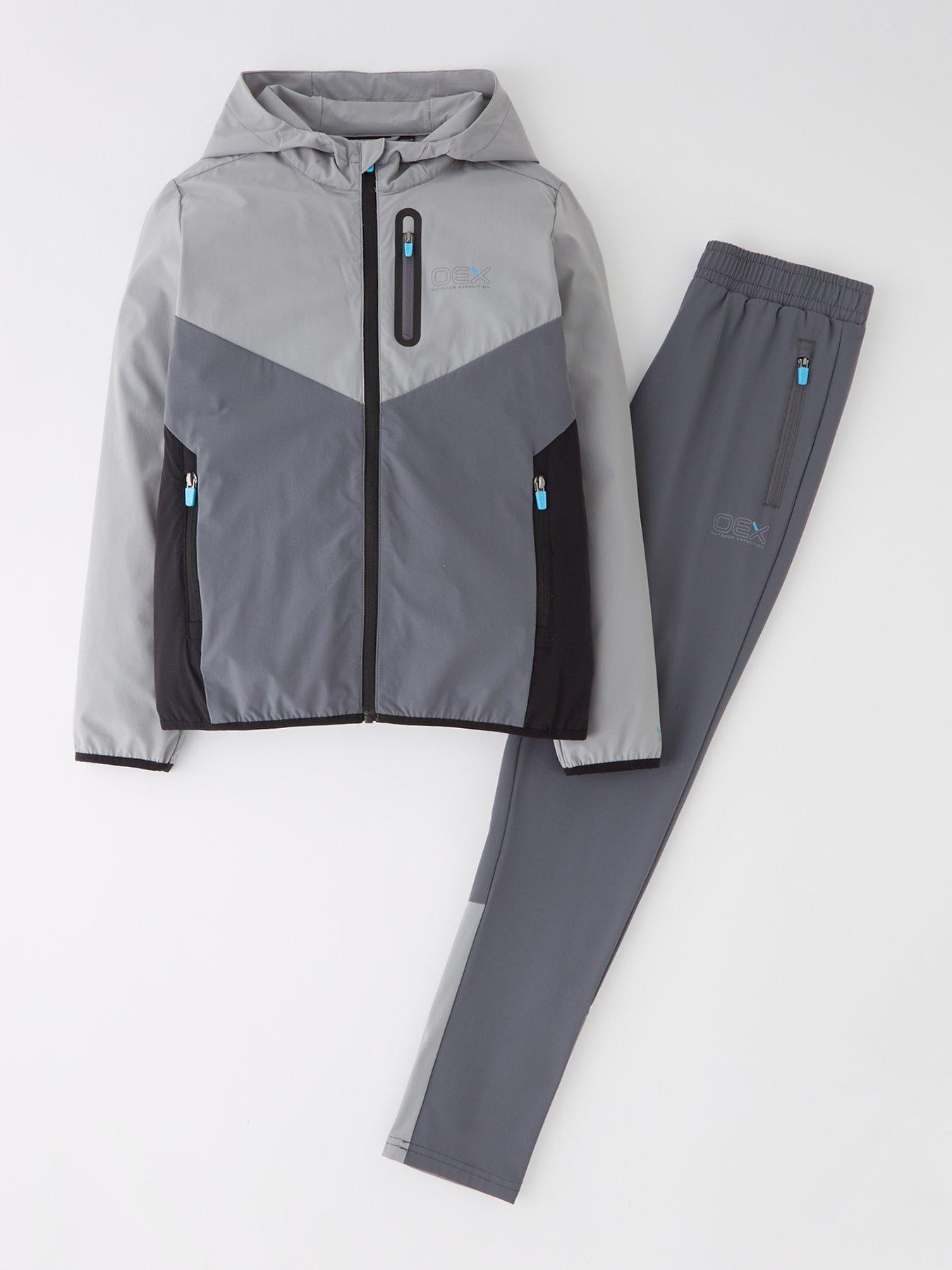  image of oex-junior-fell-tracksuit-set-grey