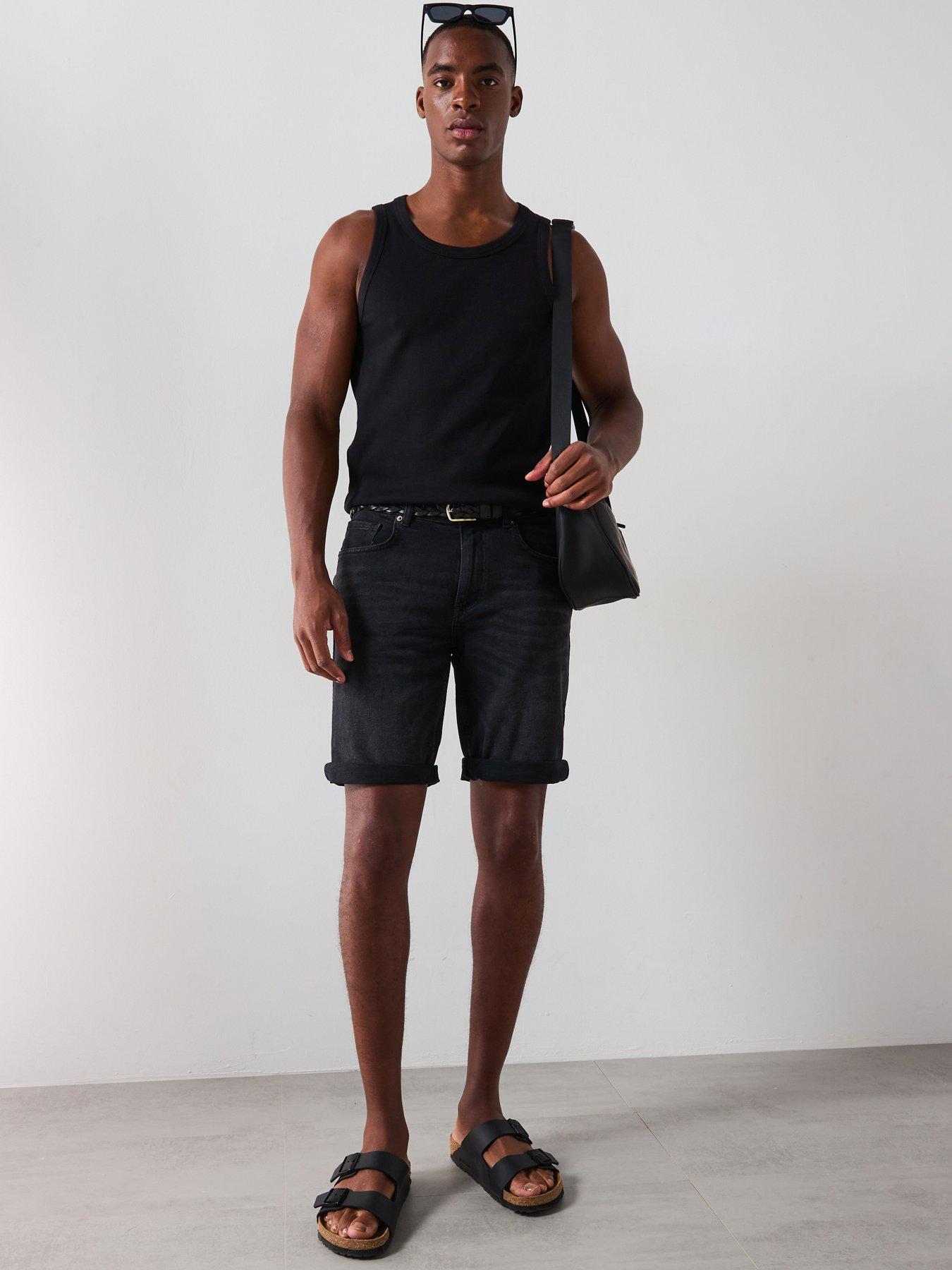  image of mango-rock-bermuda-denim-regular-fit-shorts-dark-grey