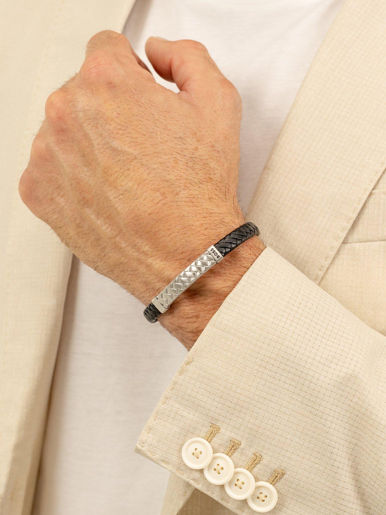  image of boss-tailored-mens-bracelet-silver