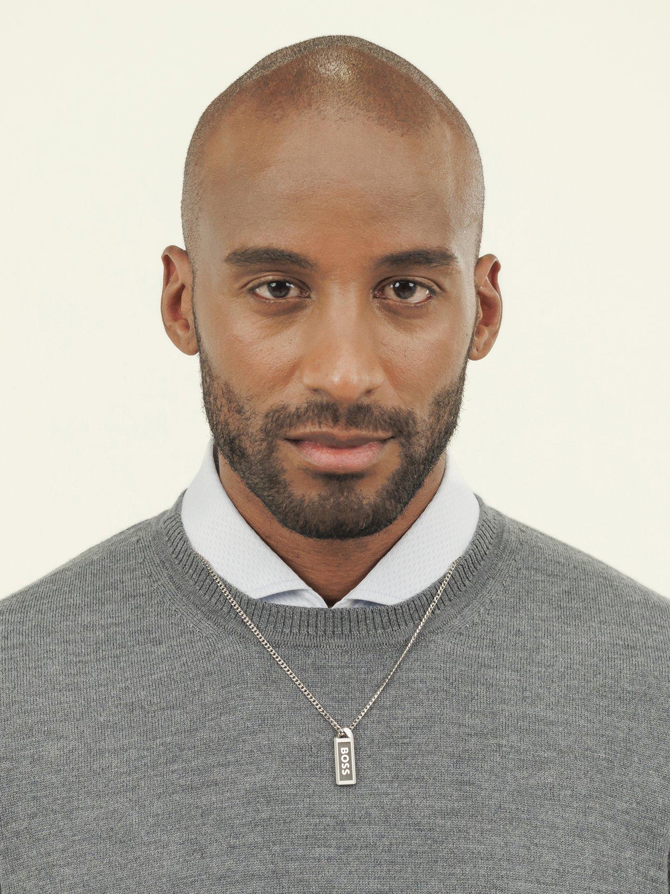 BOSS Kassy Emblem Men's Necklace Silver