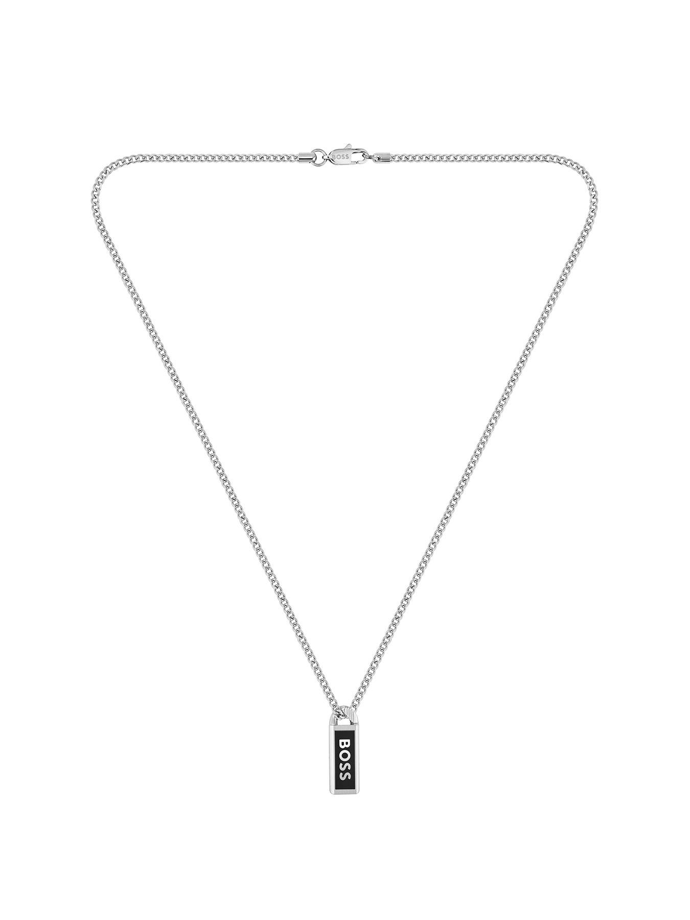  image of boss-kassy-emblem-mens-necklace-silver