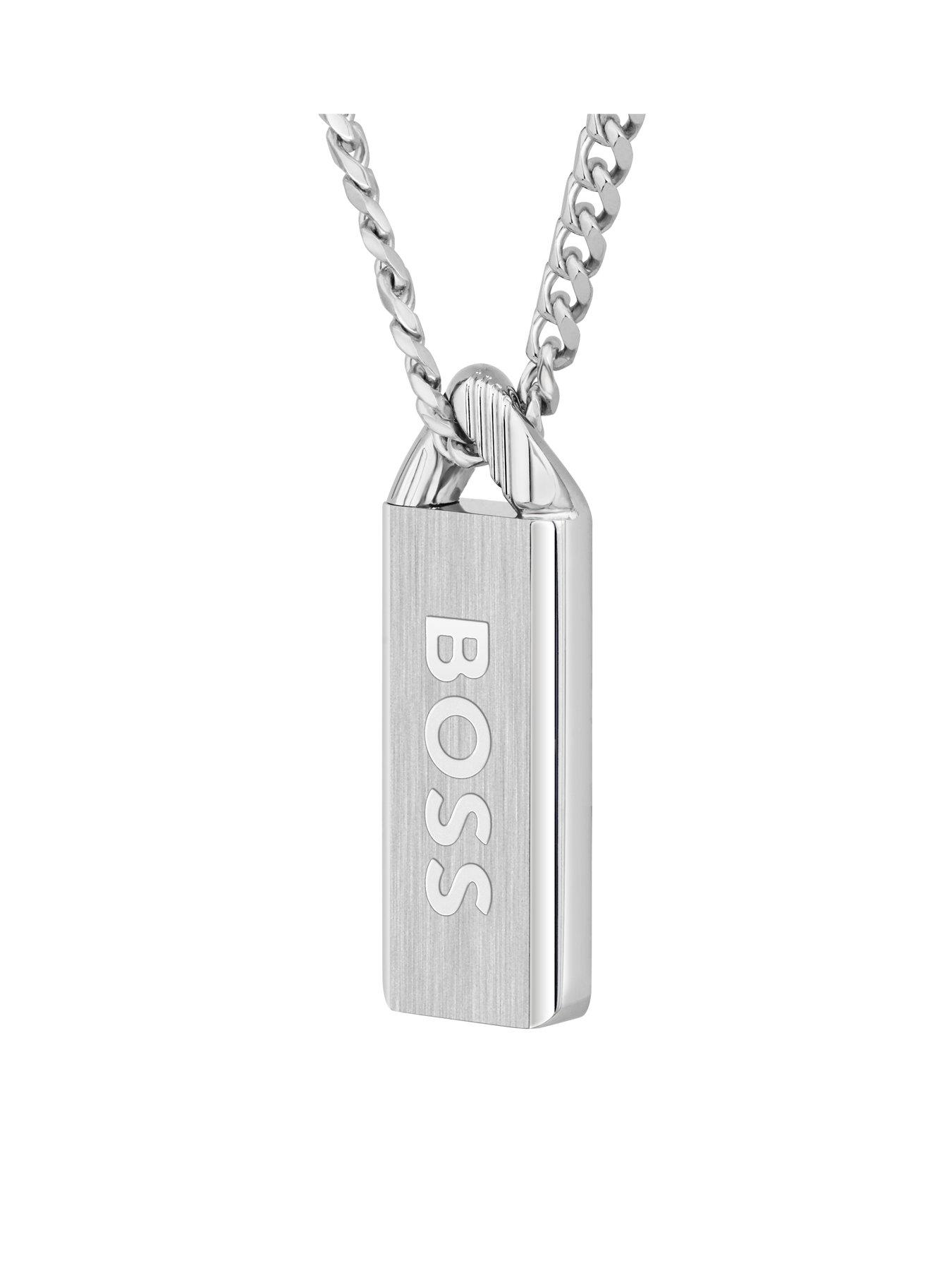  image of boss-kassy-emblem-mens-necklace-silver