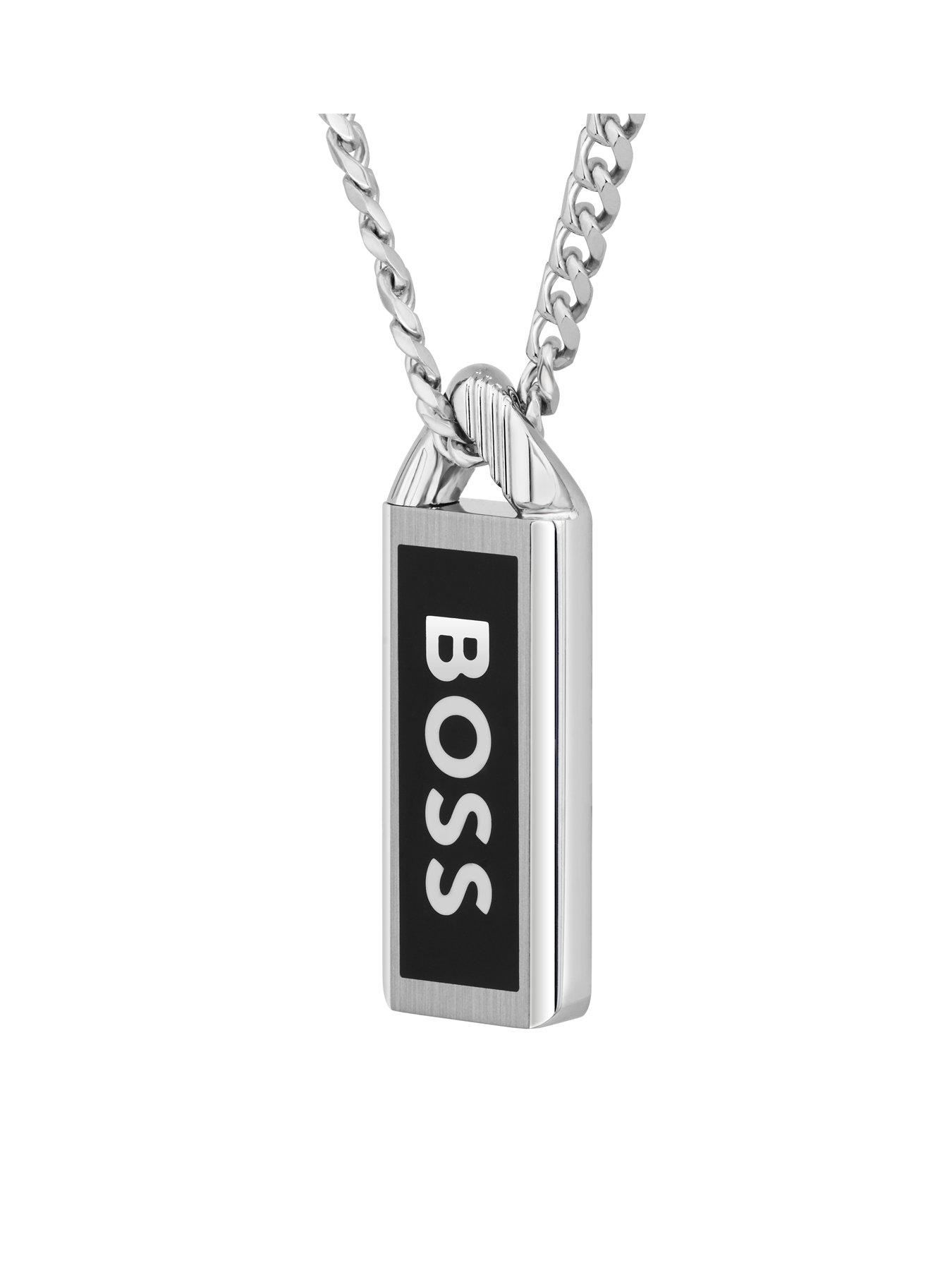  image of boss-kassy-emblem-mens-necklace-silver