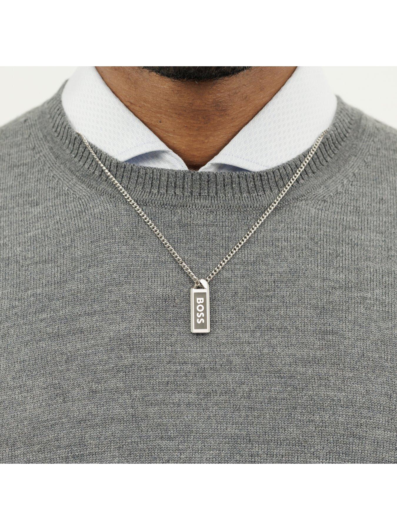  image of boss-kassy-emblem-mens-necklace-silver