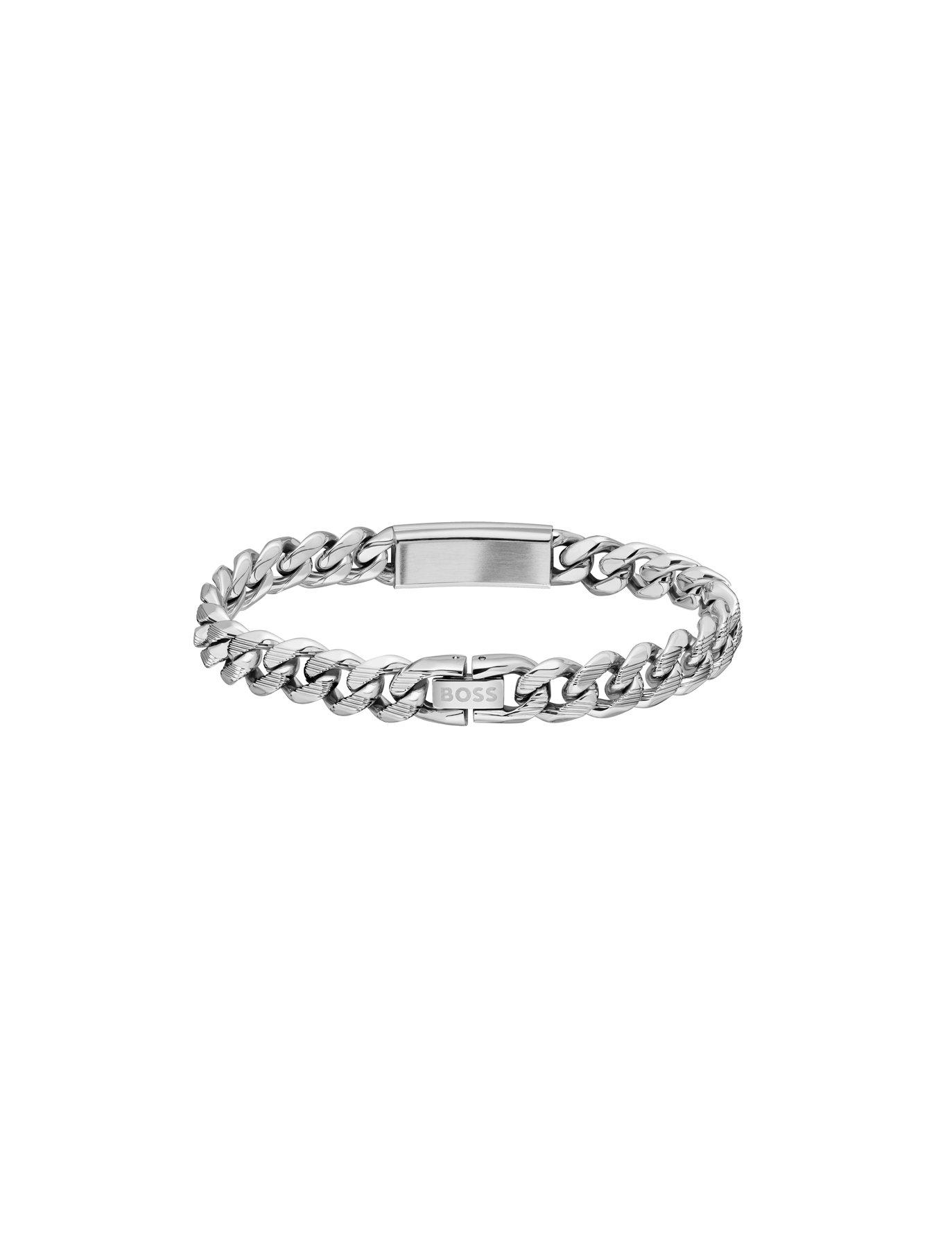 Image 2 of 6 of BOSS Kassy Emblem Men's Bracelet Silver