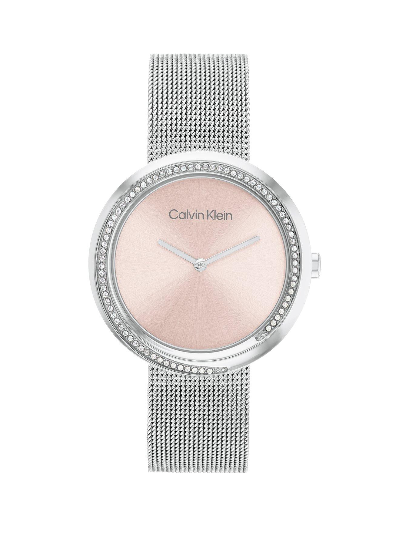  image of calvin-klein-twisted-bezel-ladies-watch-pink