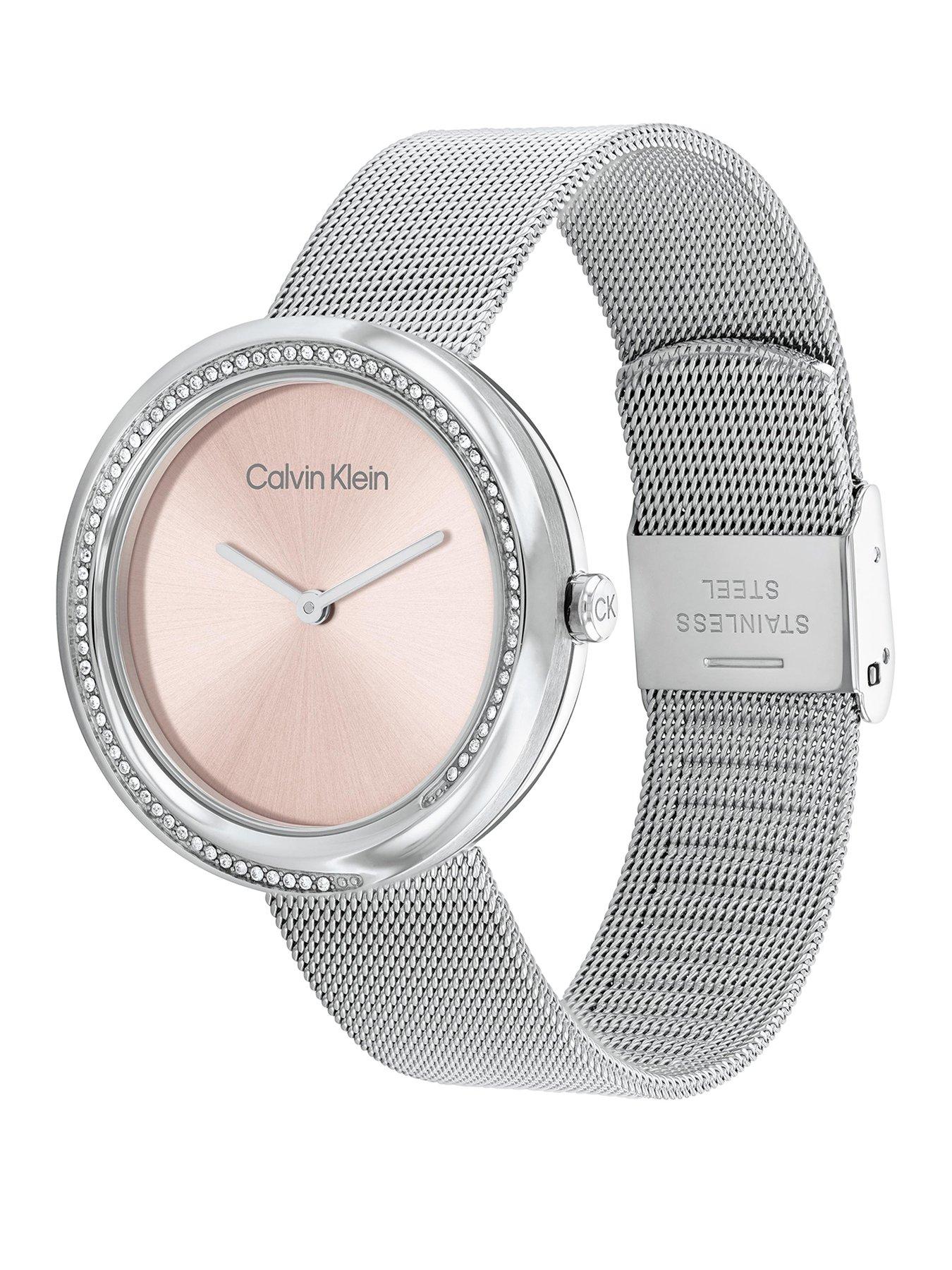  image of calvin-klein-twisted-bezel-ladies-watch-pink