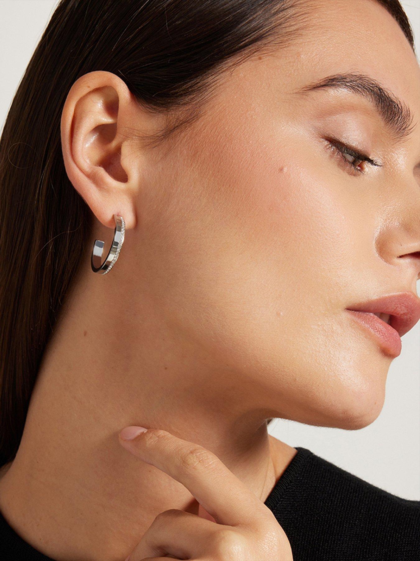  image of calvin-klein-minimal-linear-ladies-earrings-silver