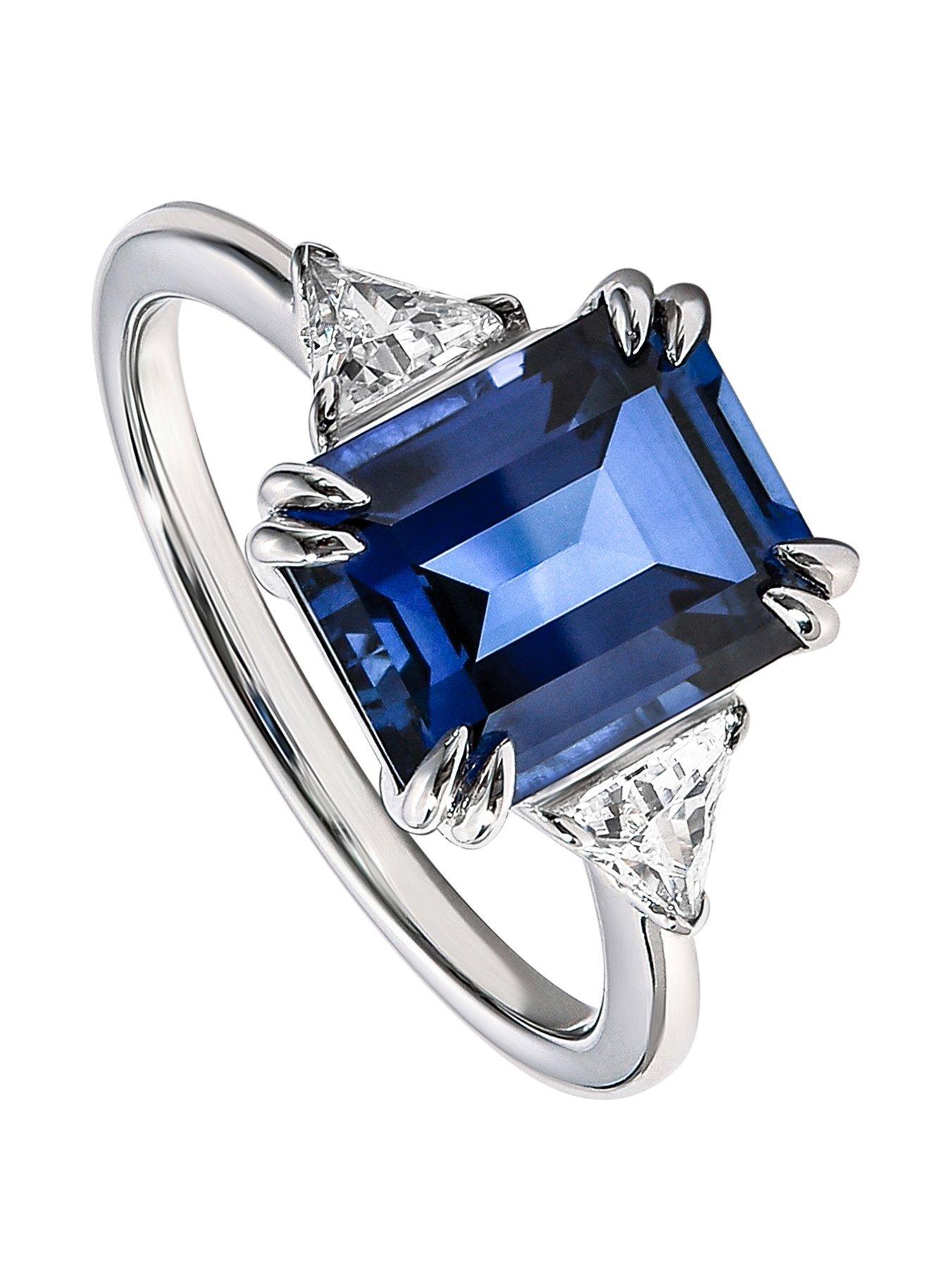 undefined Cassie 9ct White Gold 10x8 Created Sapphire and 0.36ct tw Trillion Cut Lab Grown Diamond Engagement Ring