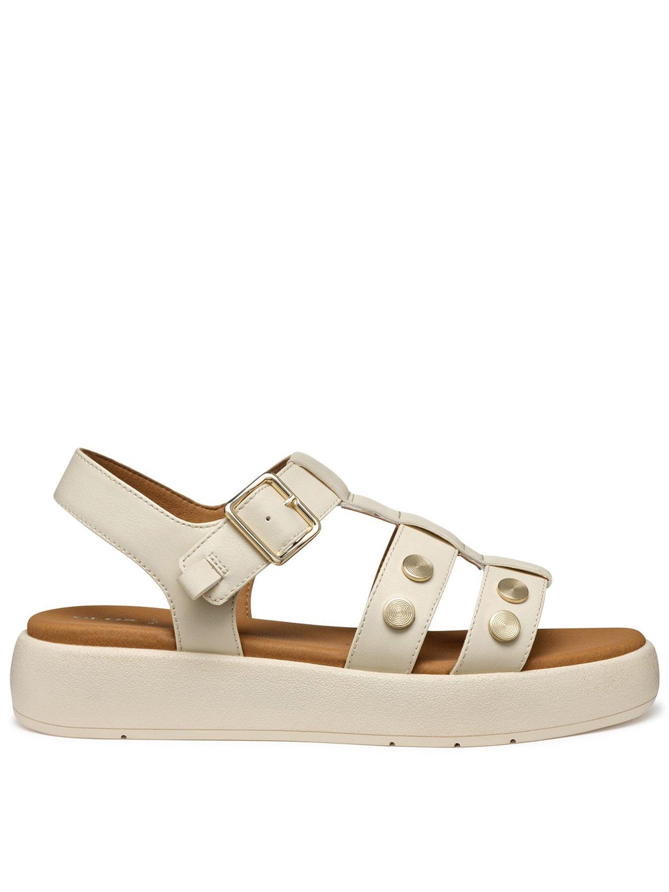  image of geox-camalei-studded-flatform-sandals-cream