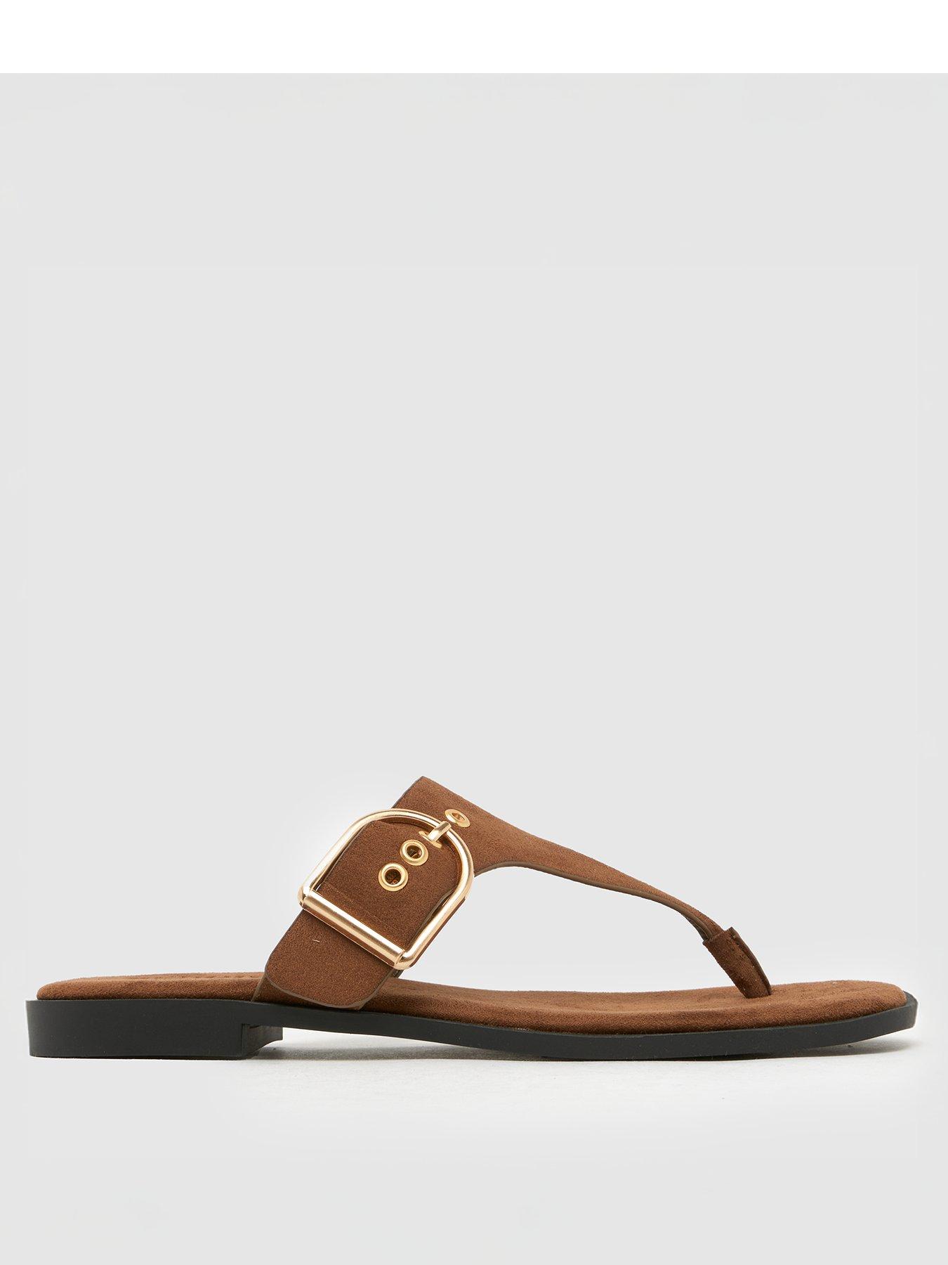  image of schuh-teena-toe-post-sandals-brown