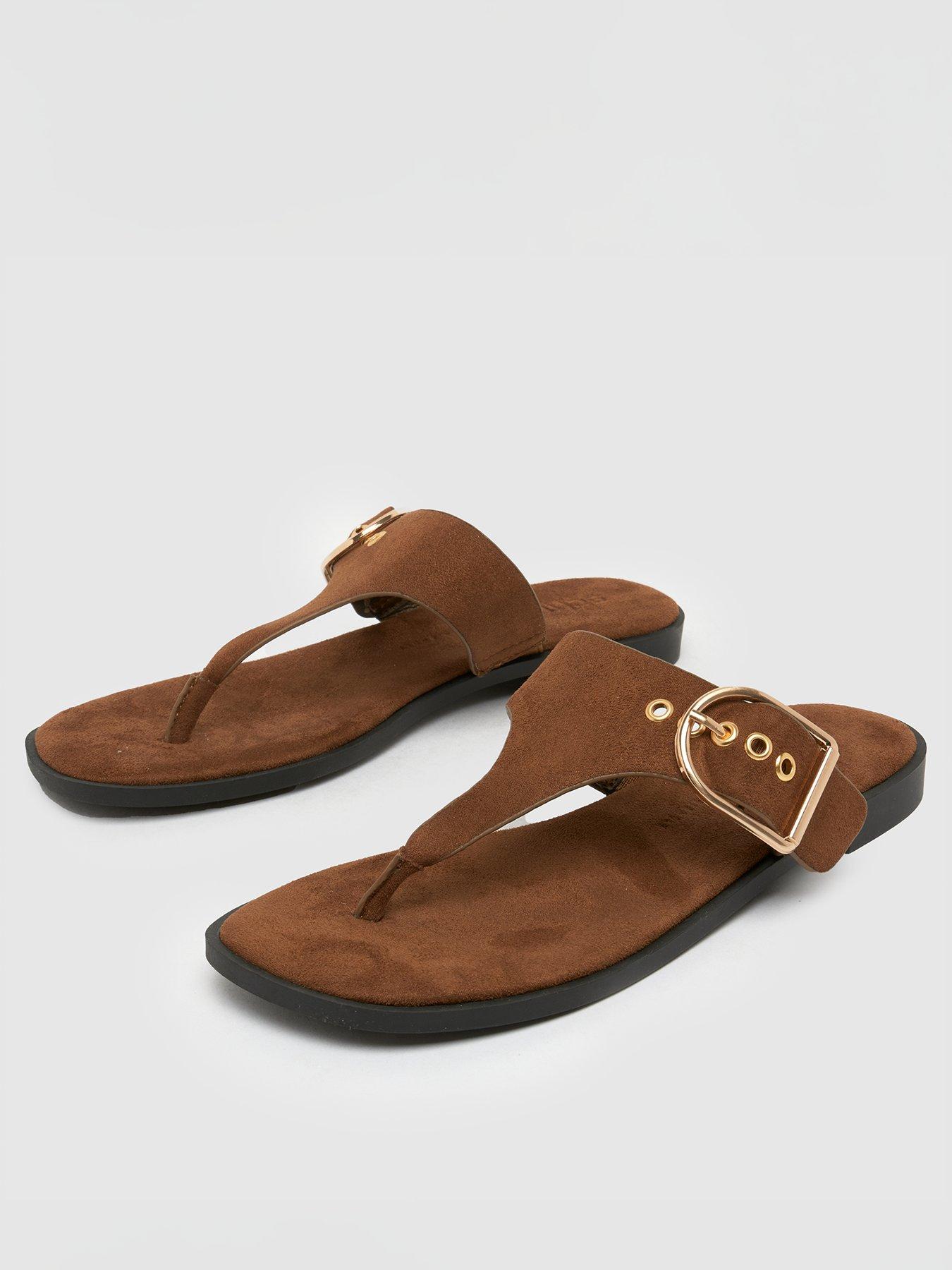  image of schuh-teena-toe-post-sandals-brown