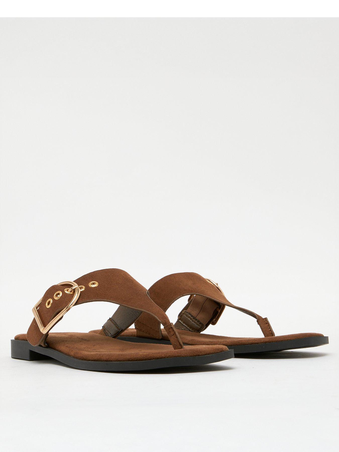  image of schuh-teena-toe-post-sandals-brown
