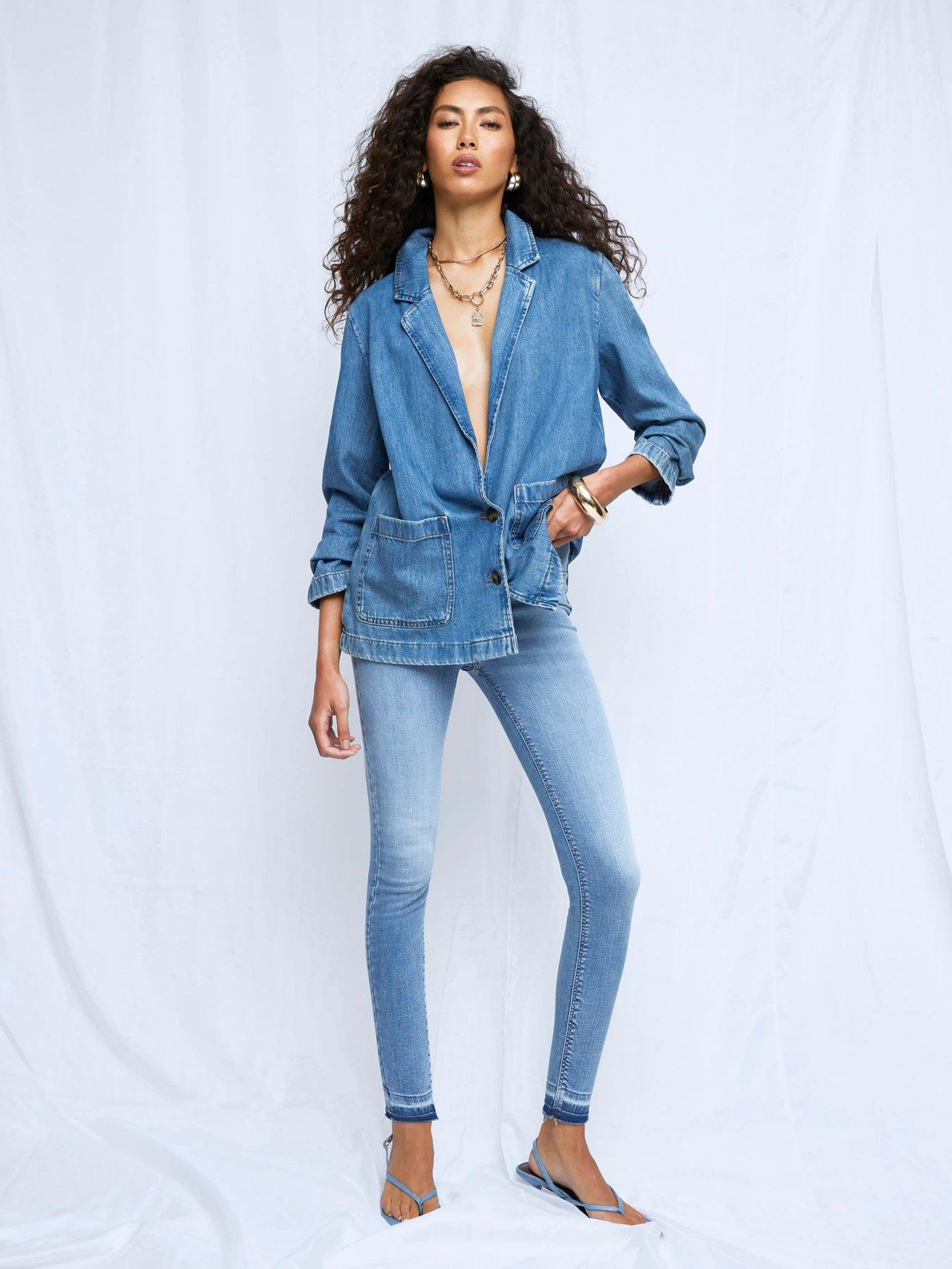 River Island Mid Rise Sculpt Jeans - Light Denim