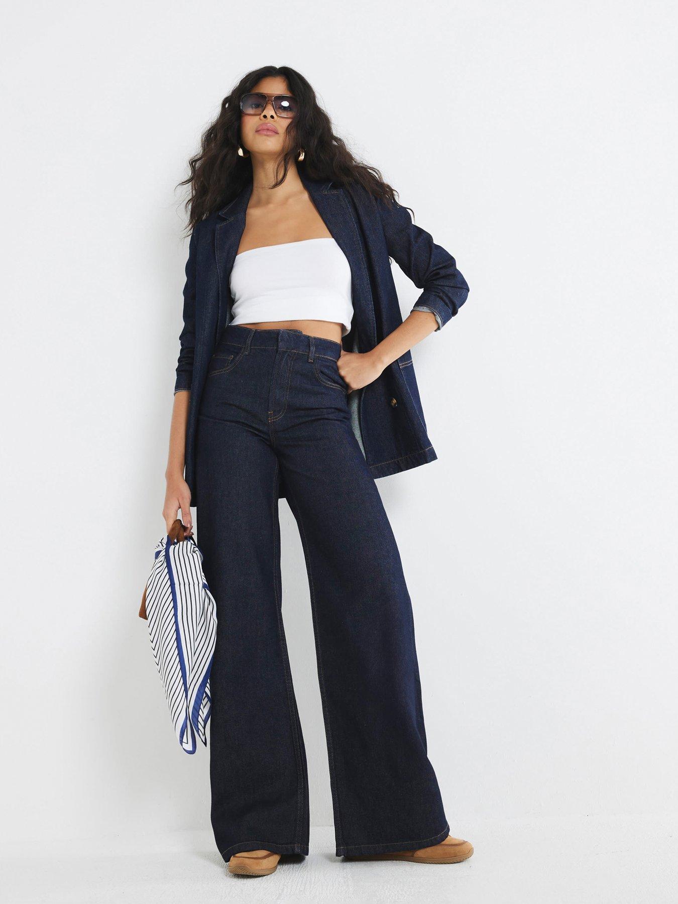 River Island Baggy Wide Leg Jeans - Blue