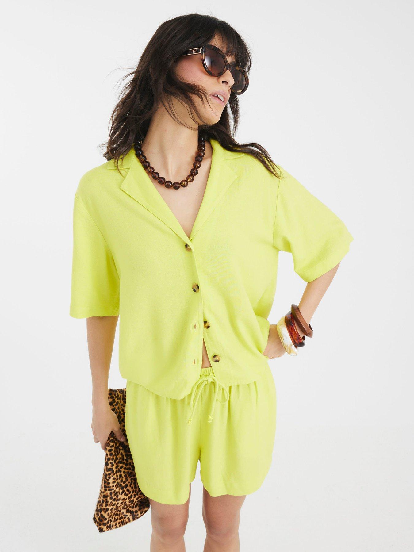 undefined Boxy Linen Shirt - Yellow