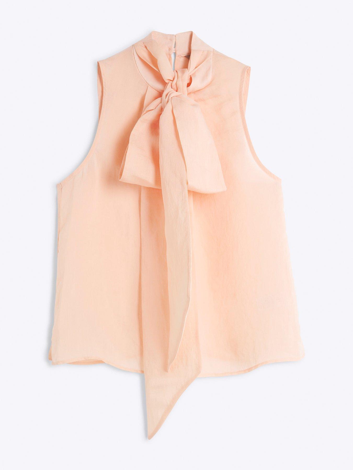  image of river-island-pussybow-neck-tie-blouse-pink