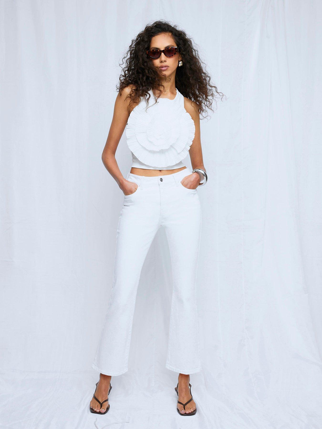 undefined Crop Bootcut Jean - White