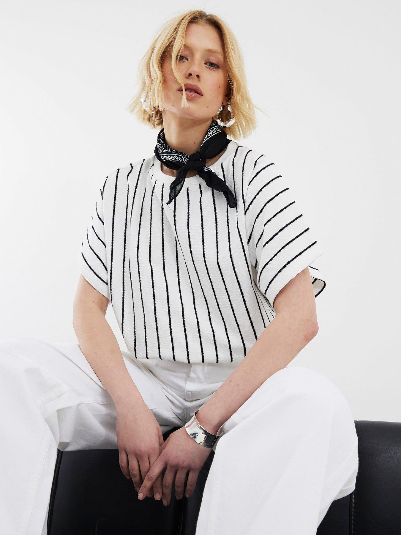 River Island Stripe T-Shirt - White