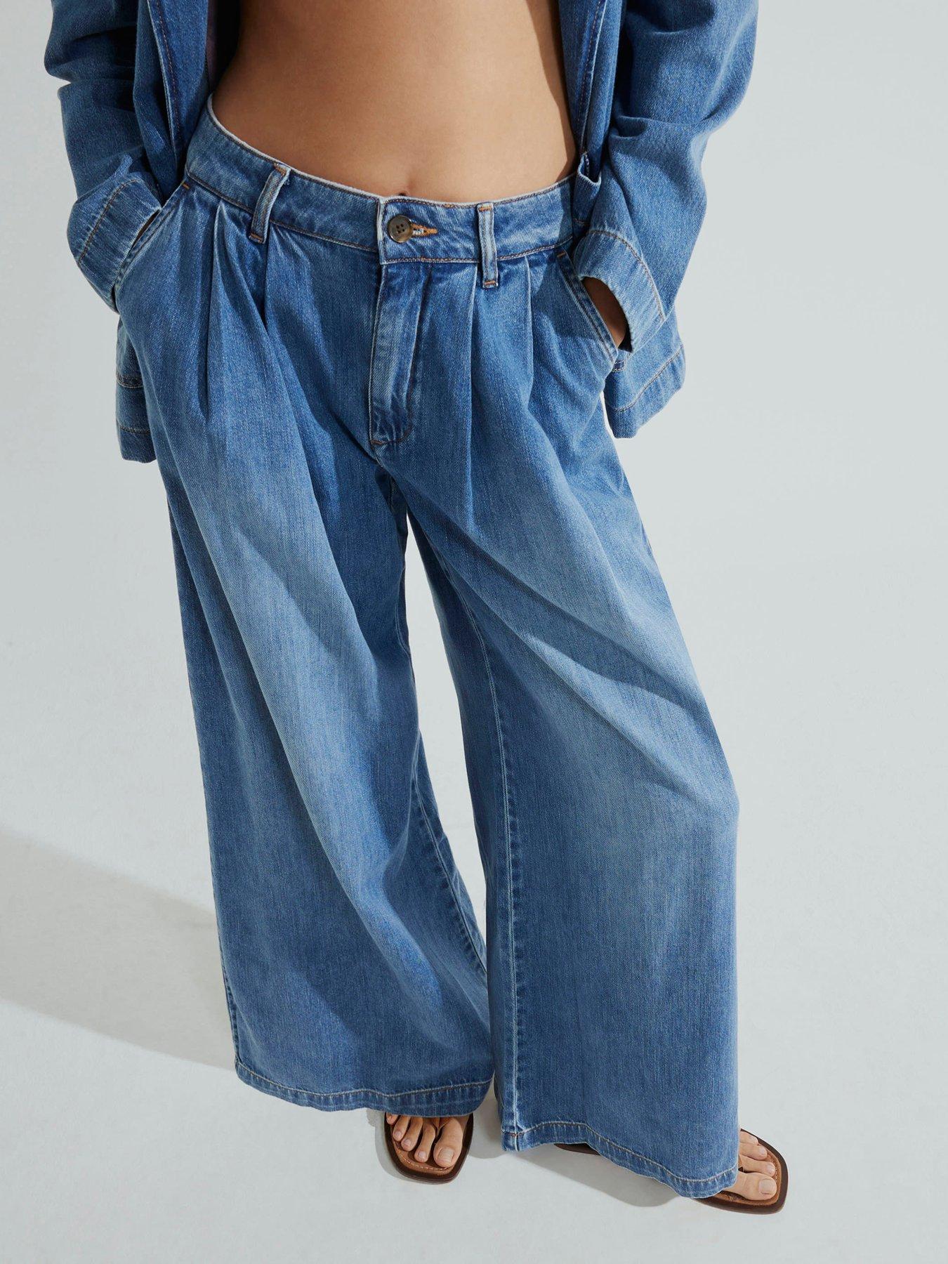 undefined Tailored Wide Leg Jeans - Medium Denim