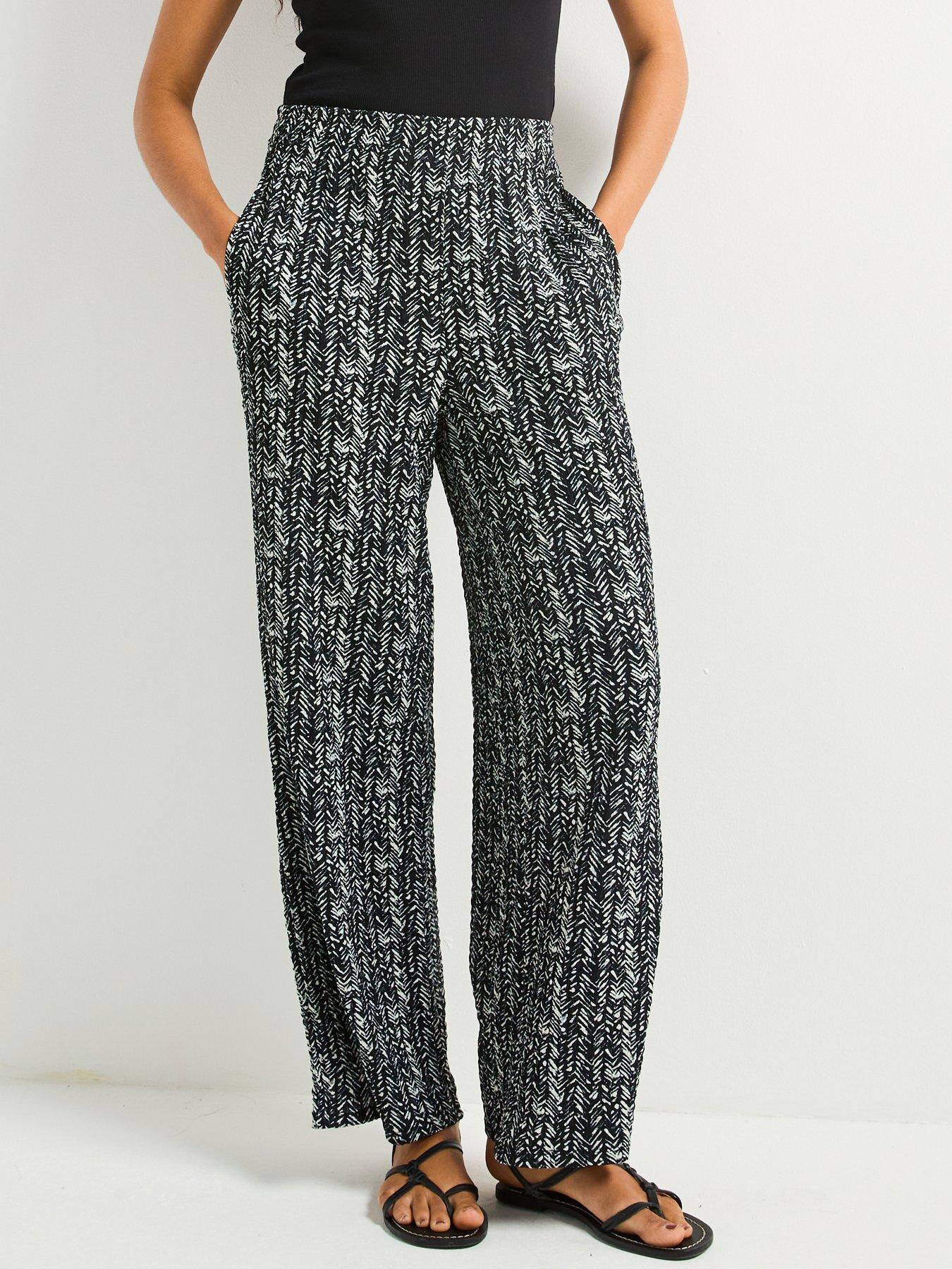  image of v-by-very-wide-leg-high-waisted-textured-trousers-print