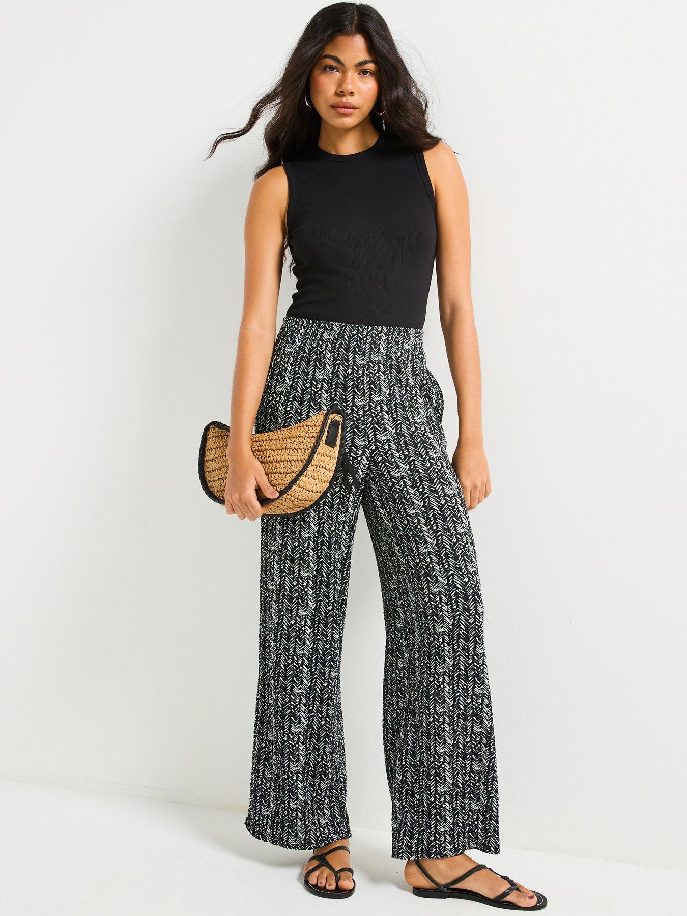  image of v-by-very-wide-leg-high-waisted-textured-trousers-print