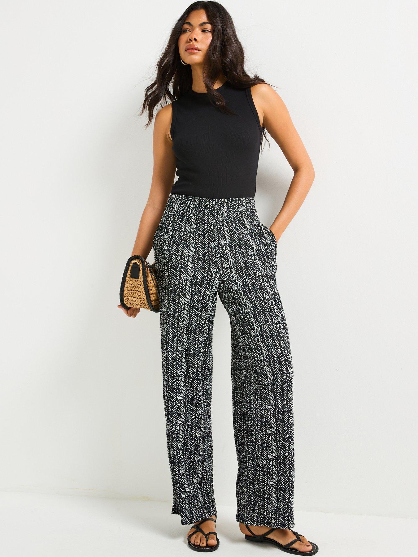  image of v-by-very-wide-leg-high-waisted-textured-trousers-print