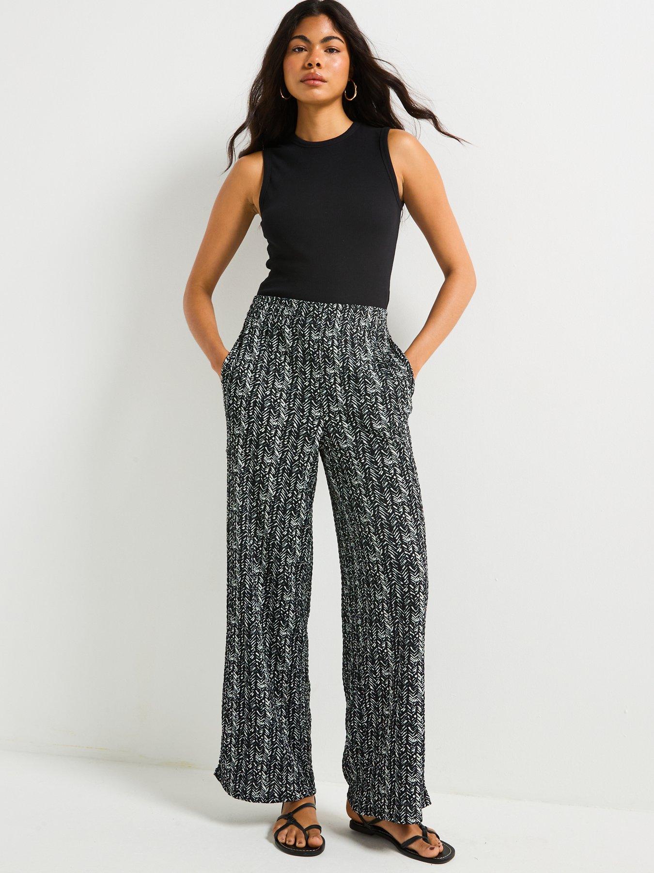  image of v-by-very-wide-leg-high-waisted-textured-trousers-print